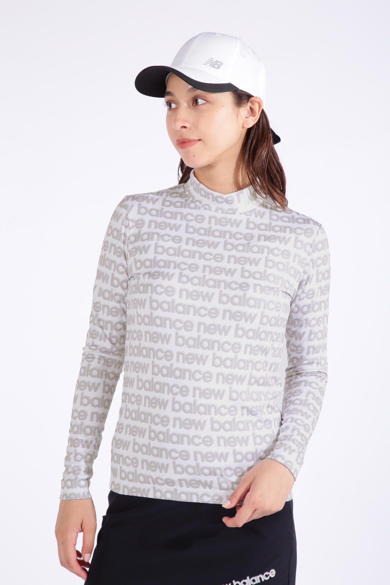 ボーダーシャドーロゴ 裏起毛 長袖 モックネック プルオーバー (WOMENS