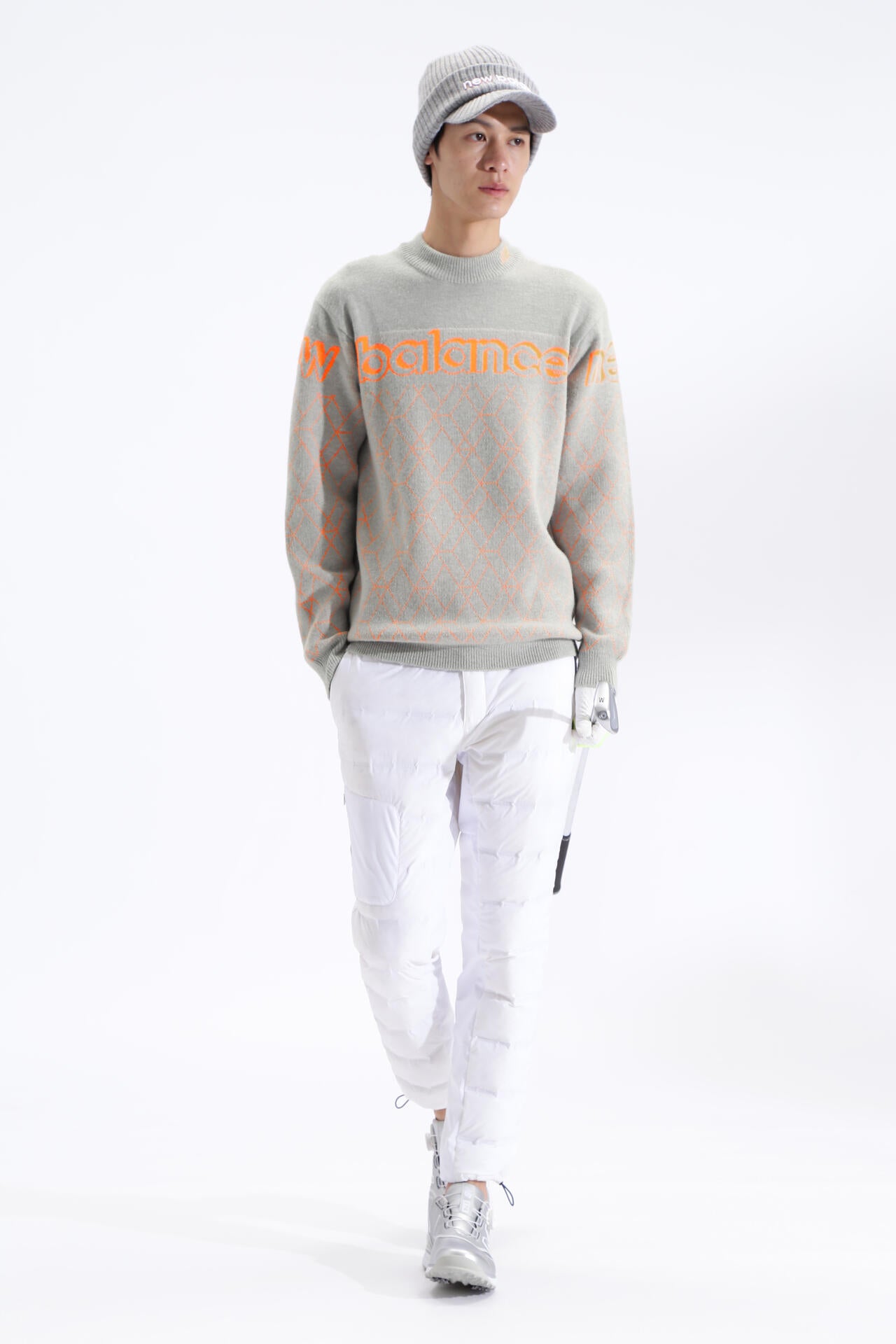 プレーン×ロゴ×3Dダイヤ モックネック ニット プルオーバー (MENS