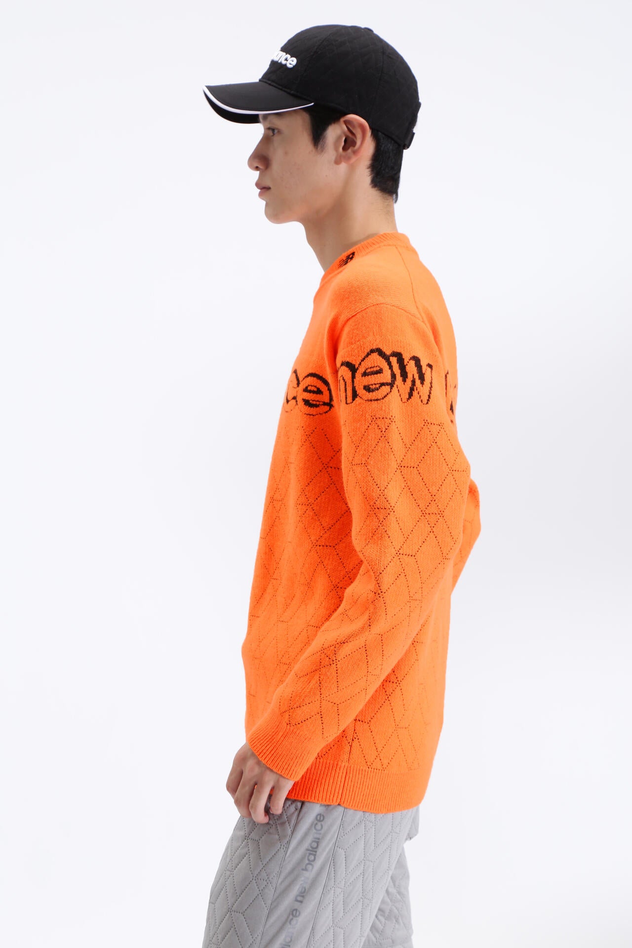 プレーン×ロゴ×3Dダイヤ モックネック ニット プルオーバー (MENS