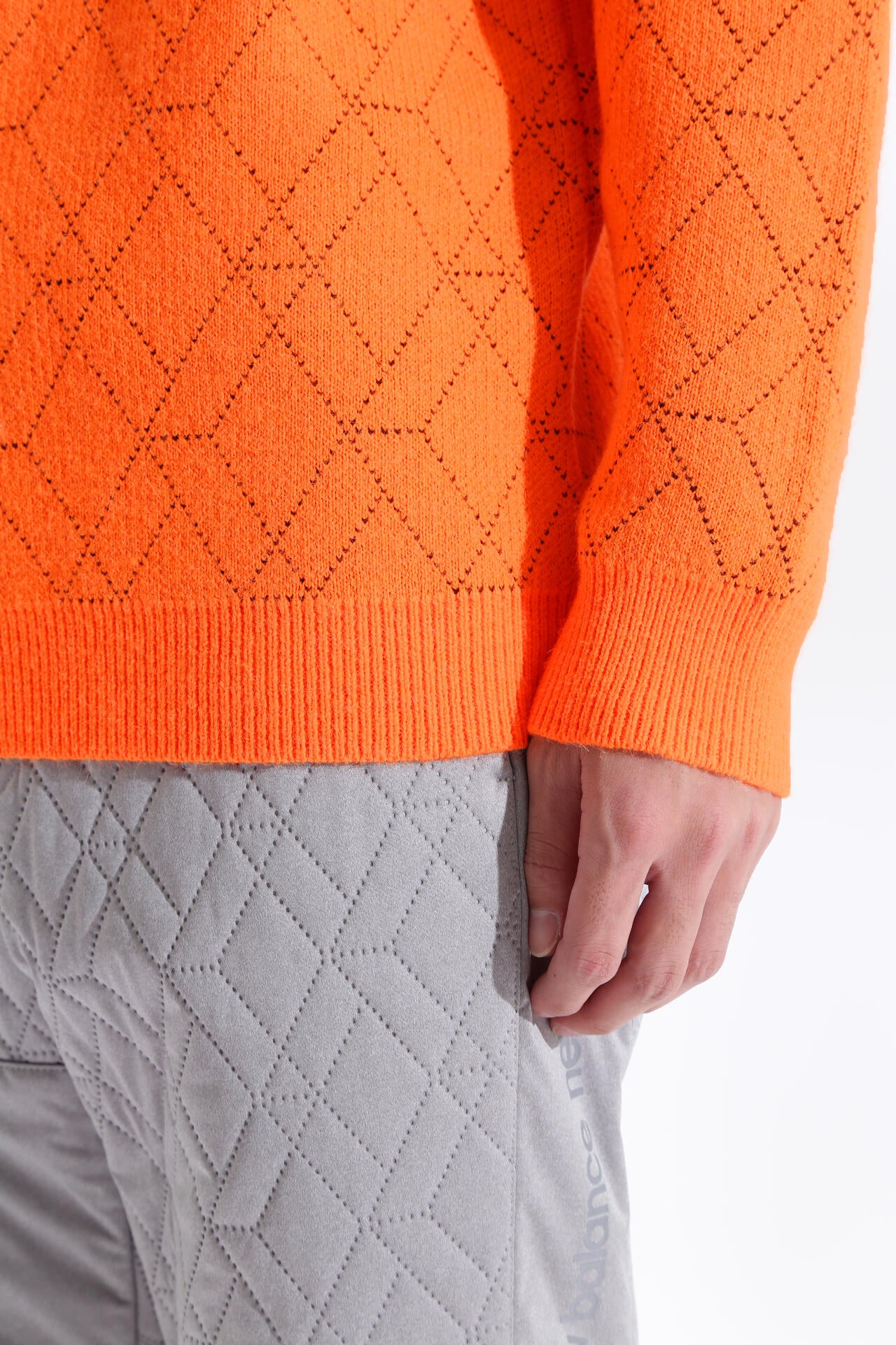 プレーン×ロゴ×3Dダイヤ モックネック ニット プルオーバー (MENS