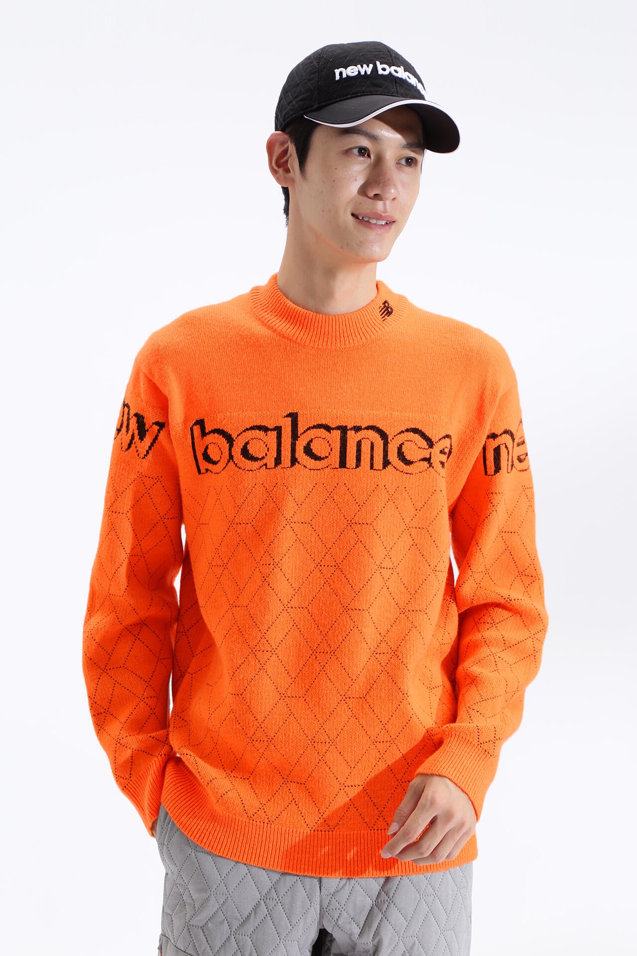 プレーン×ロゴ×3Dダイヤ モックネック ニット プルオーバー (MENS