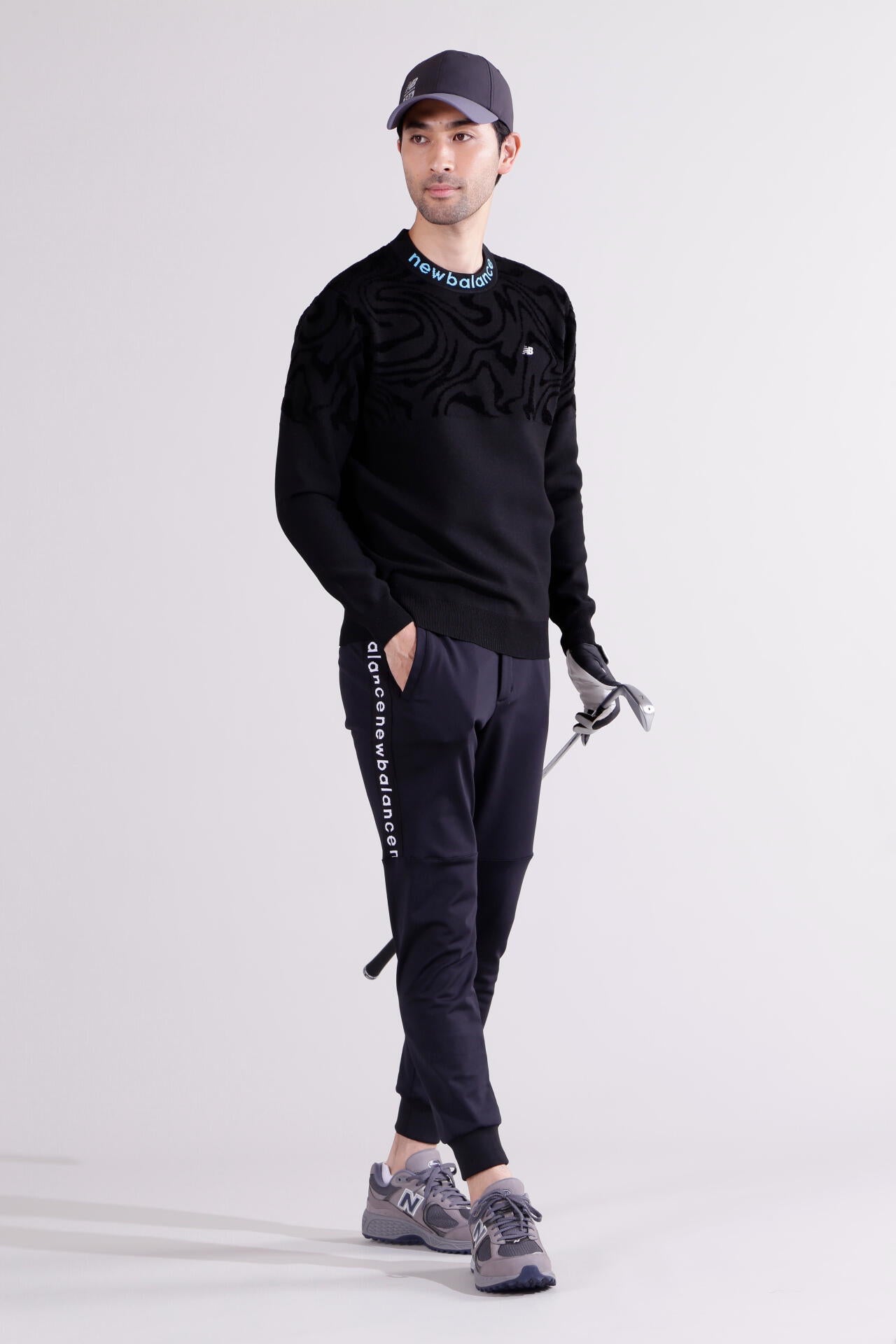 【直営店舗限定】マーブル柄×ガーター編み クルーネック ニット プルオーバー (MENS)