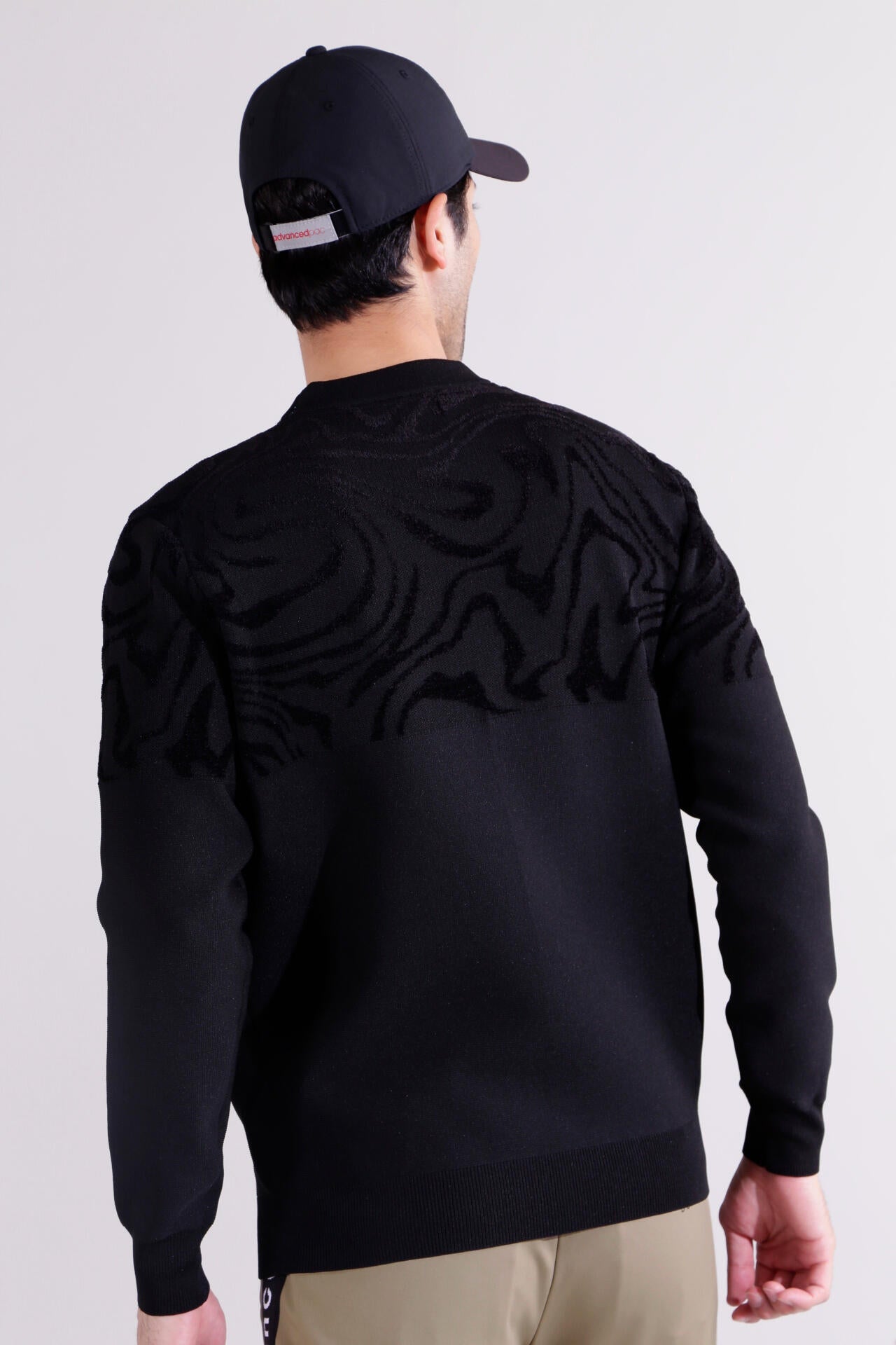 【直営店舗限定】マーブル柄×ガーター編み クルーネック ニット プルオーバー (MENS)