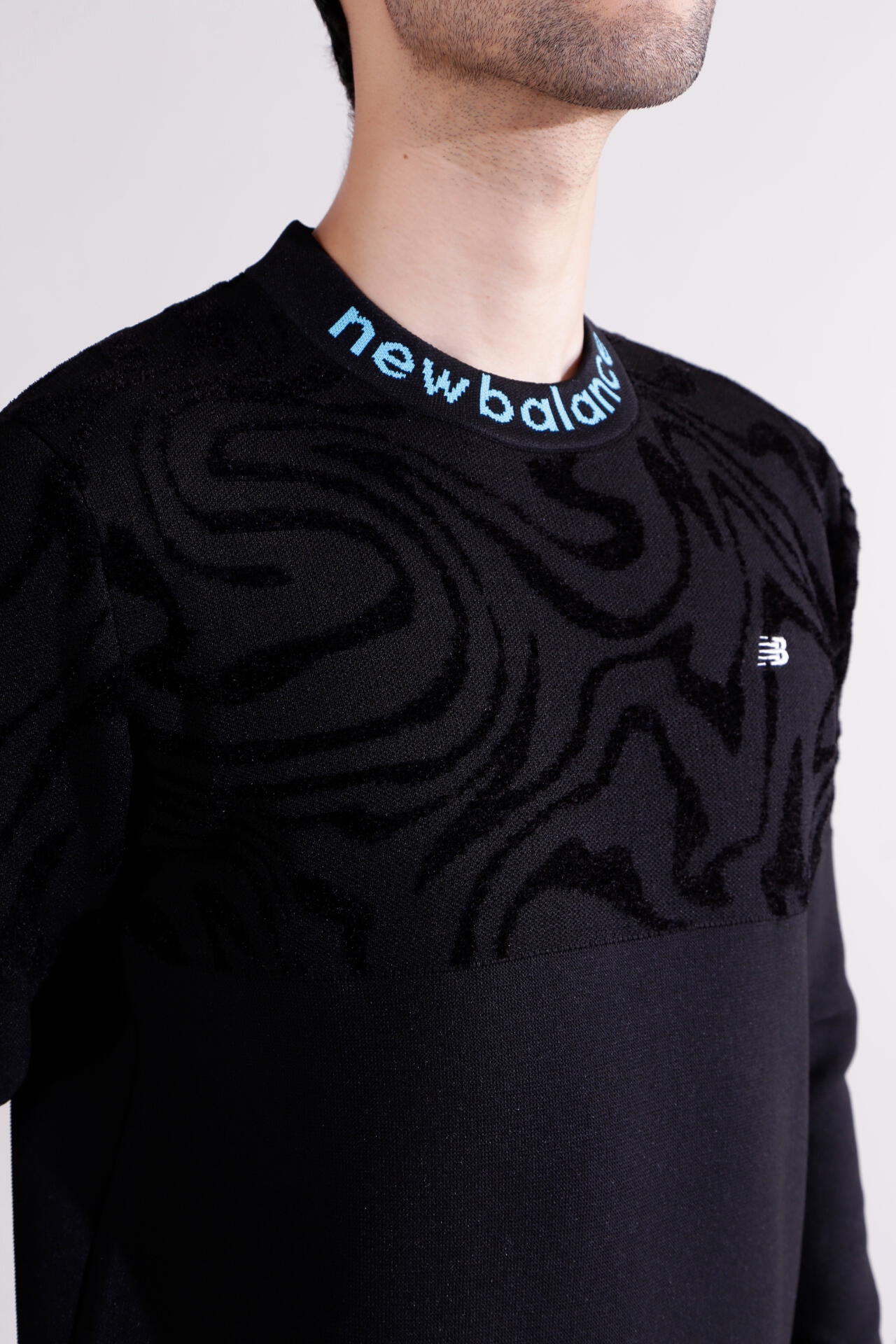 【直営店舗限定】マーブル柄×ガーター編み クルーネック ニット プルオーバー (MENS)