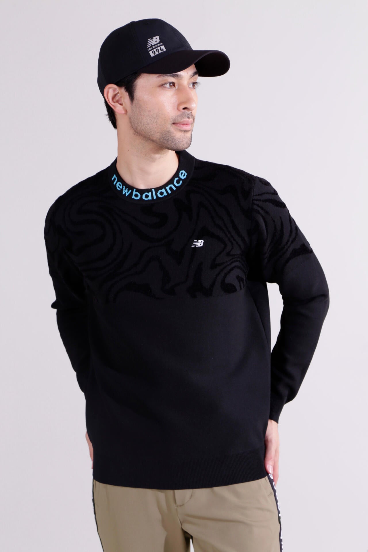 【直営店舗限定】マーブル柄×ガーター編み クルーネック ニット プルオーバー (MENS)