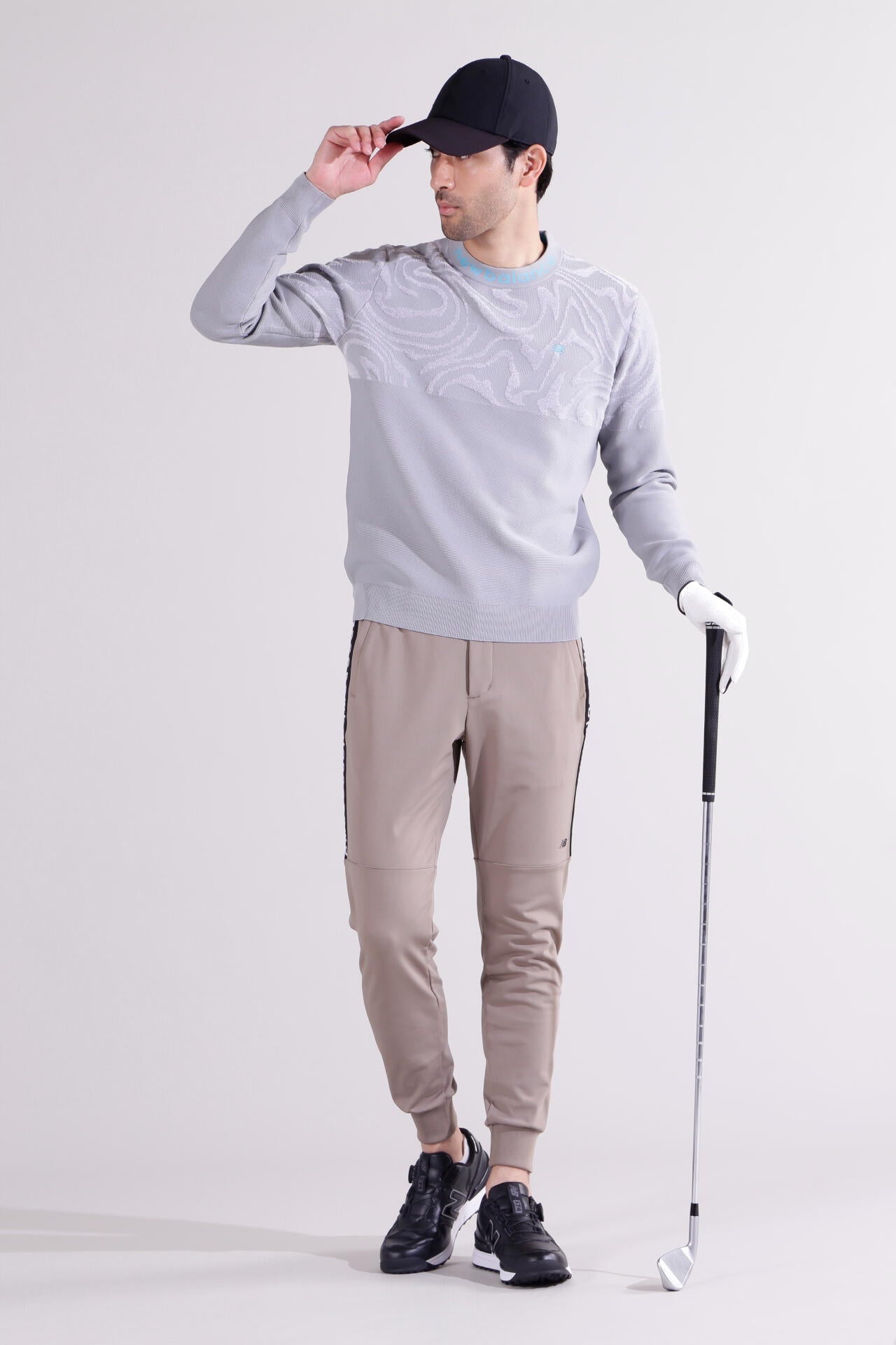 【直営店舗限定】マーブル柄×ガーター編み クルーネック ニット プルオーバー (MENS)