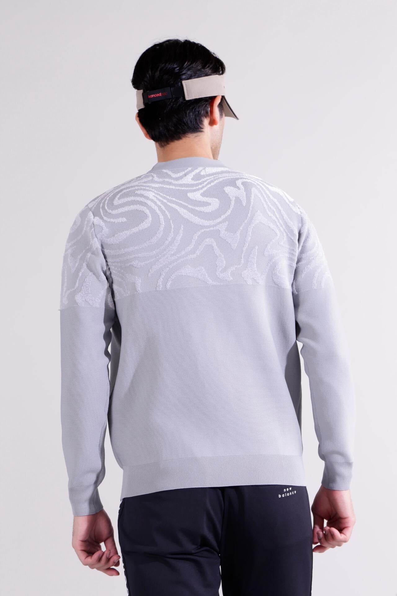 【直営店舗限定】マーブル柄×ガーター編み クルーネック ニット プルオーバー (MENS)