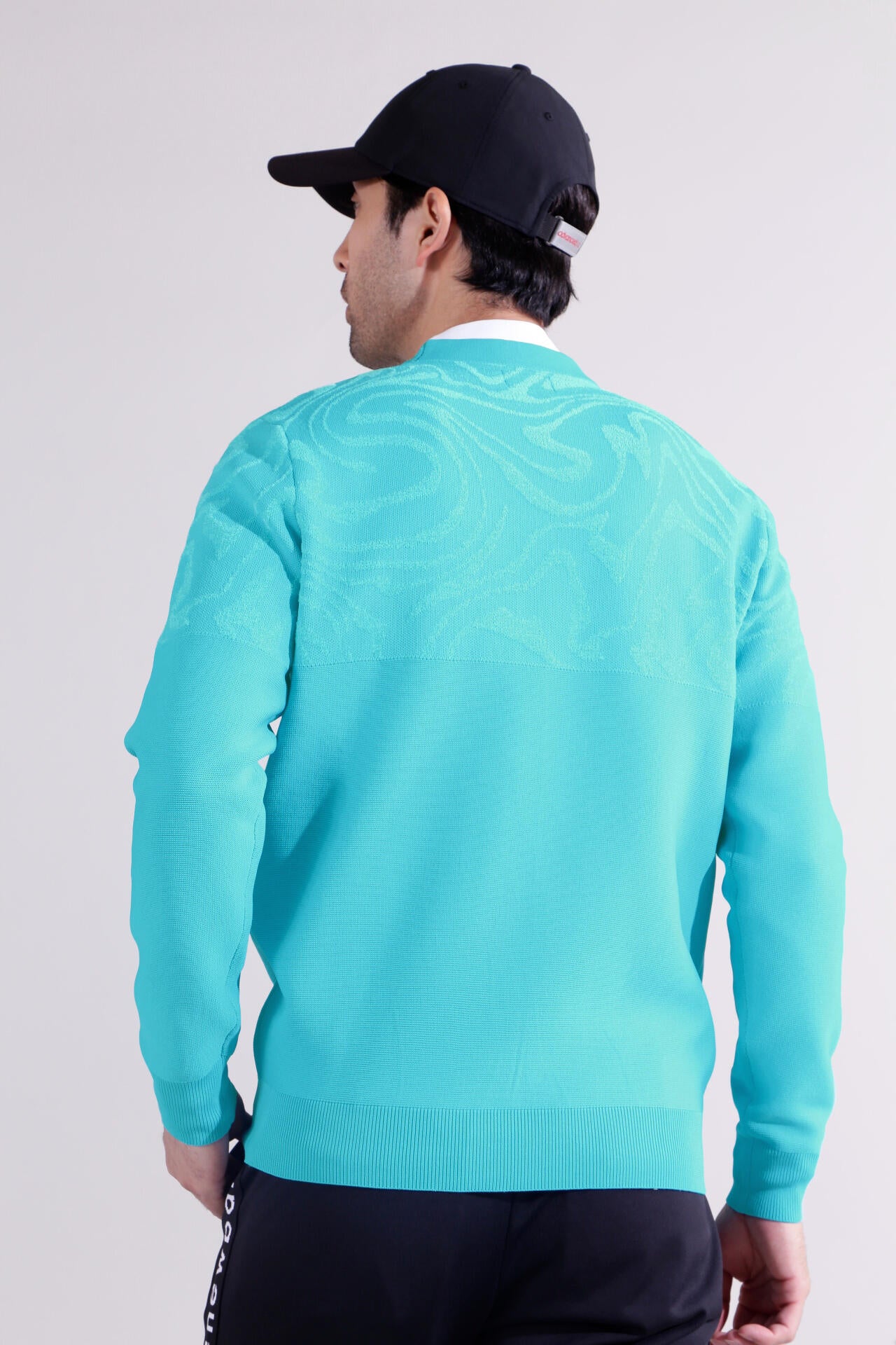 【直営店舗限定】マーブル柄×ガーター編み クルーネック ニット プルオーバー (MENS)