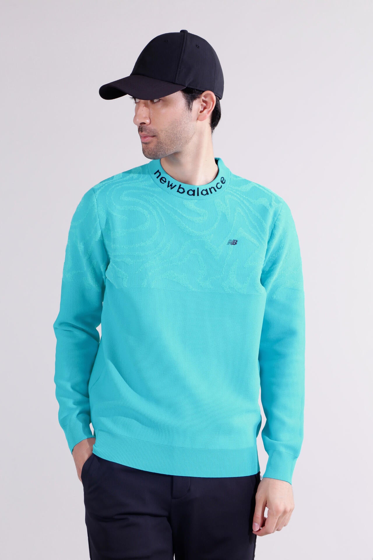 【直営店舗限定】マーブル柄×ガーター編み クルーネック ニット プルオーバー (MENS)