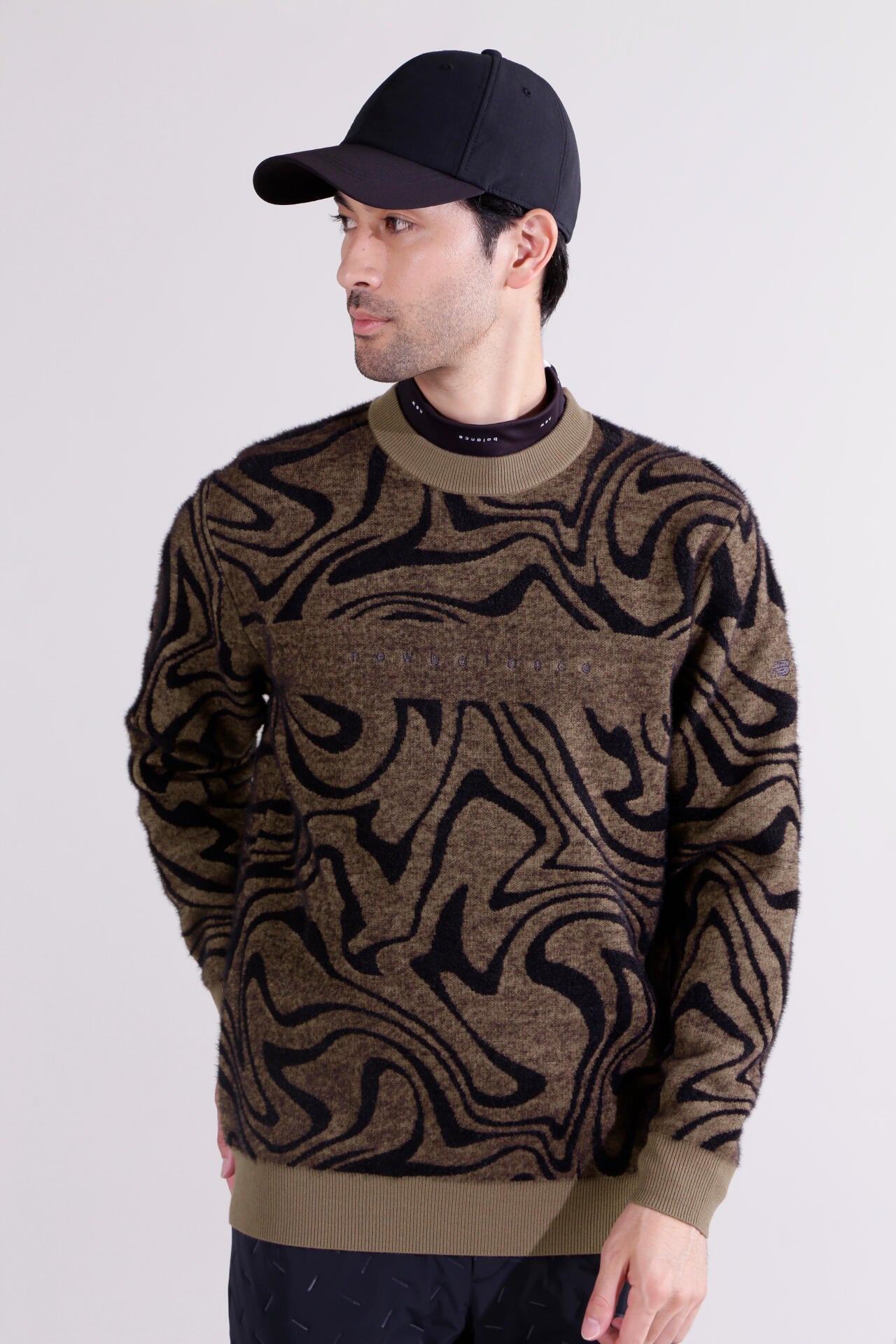 直営店舗限定】マーブル柄 モックネック ニット プルオーバー (MENS