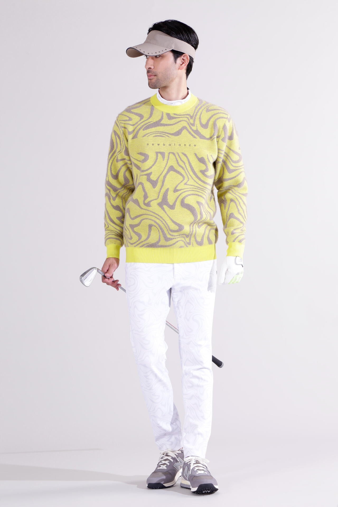 【直営店舗限定】マーブル柄 モックネック ニット プルオーバー (MENS)