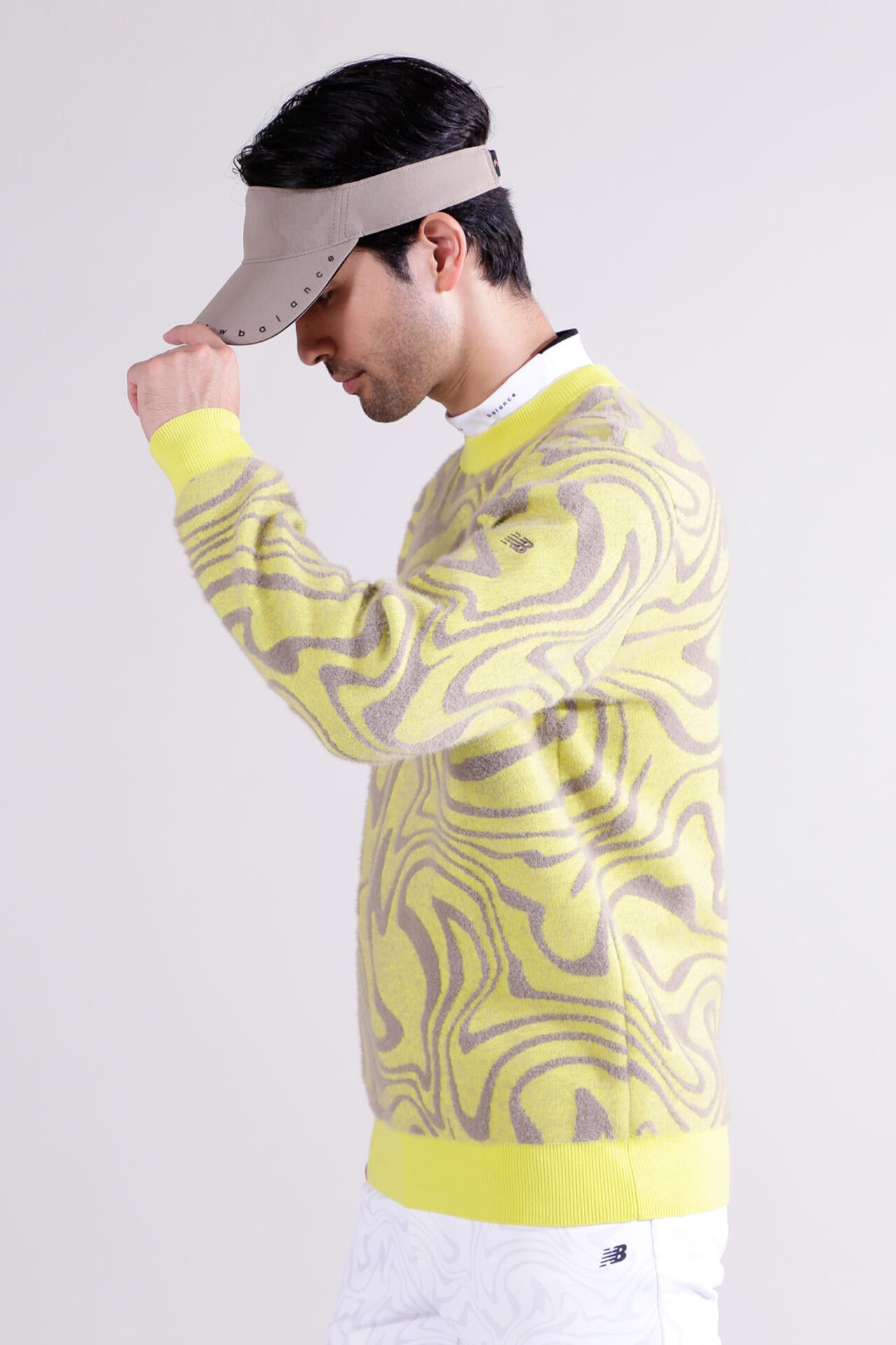 直営店舗限定】マーブル柄 モックネック ニット プルオーバー (MENS