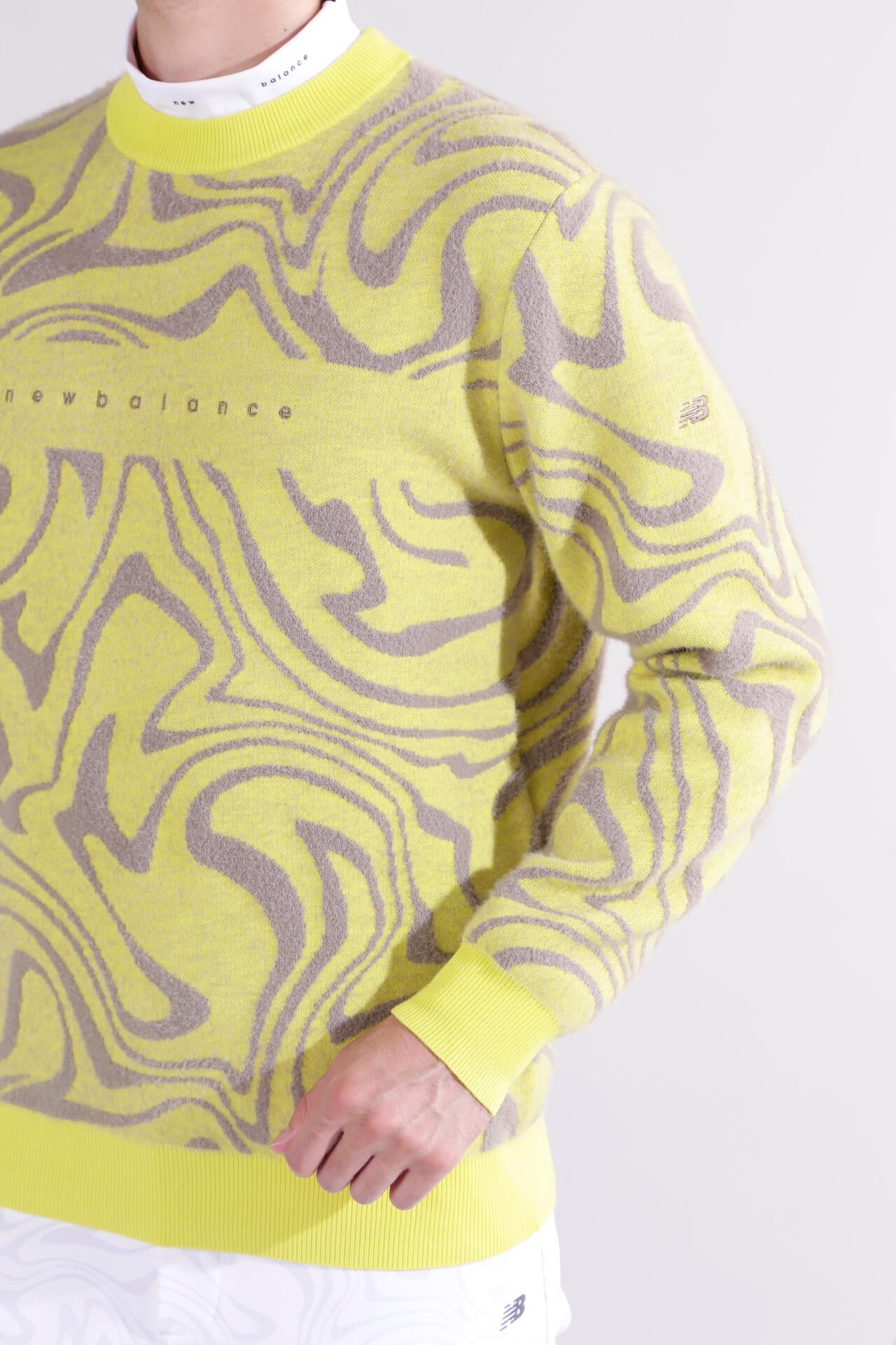 直営店舗限定】マーブル柄 モックネック ニット プルオーバー (MENS