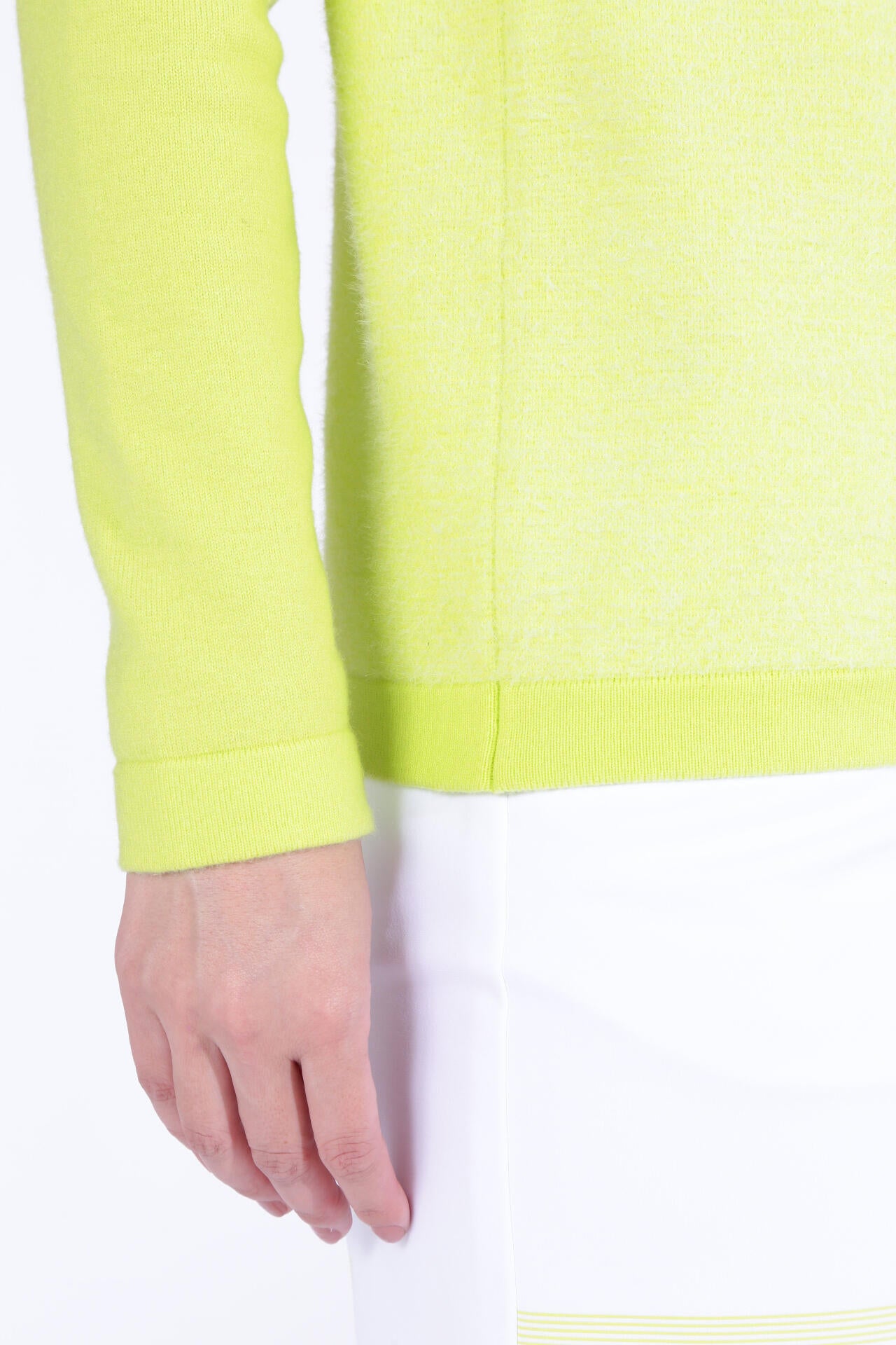 遠赤外線蓄熱保温 フェザーボーダー クルーネック ニット プルオーバー (WOMENS WORLD)