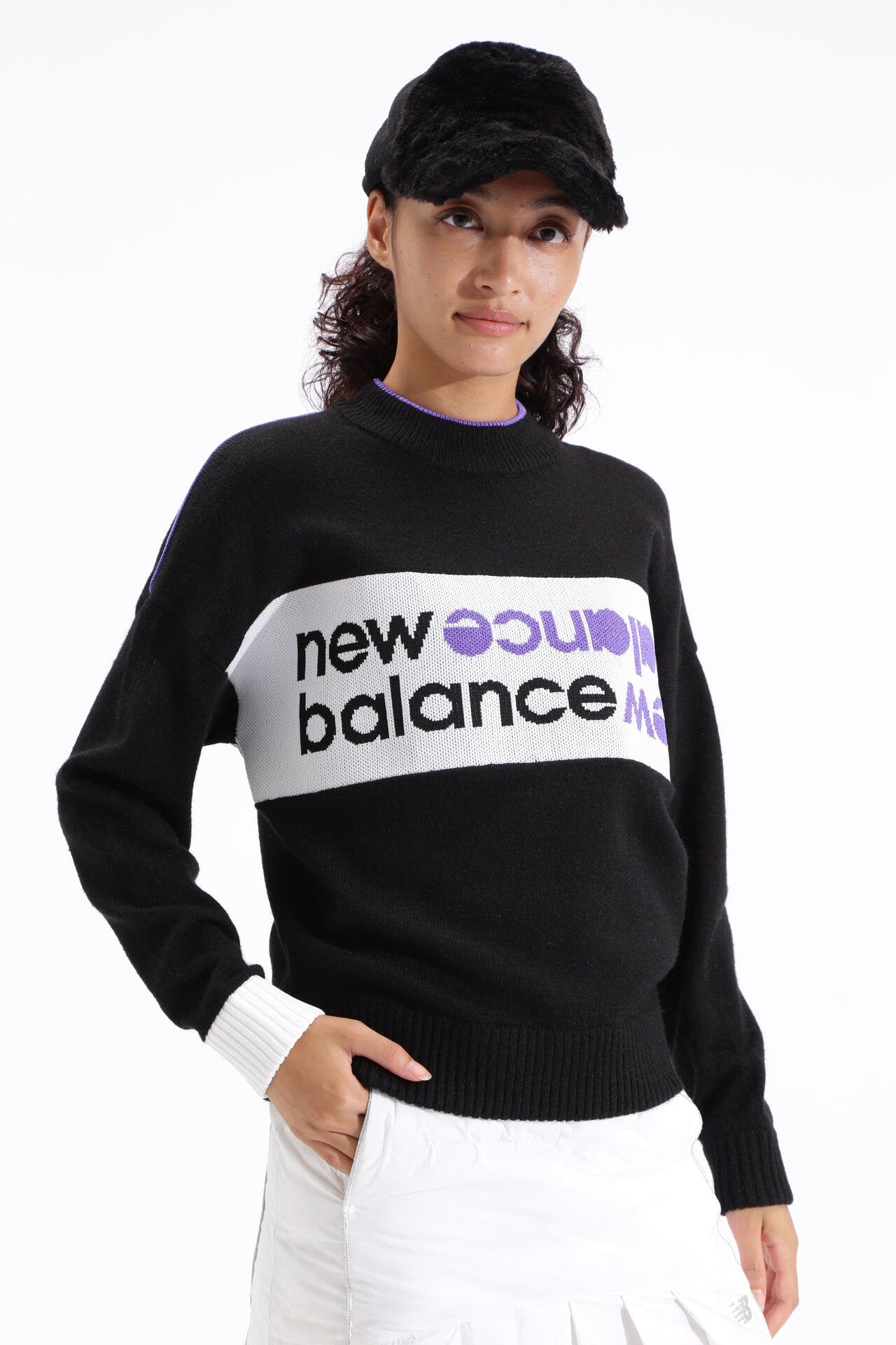 タイプライターロゴ モックネック ニット プルオーバー (WOMENS SPORT