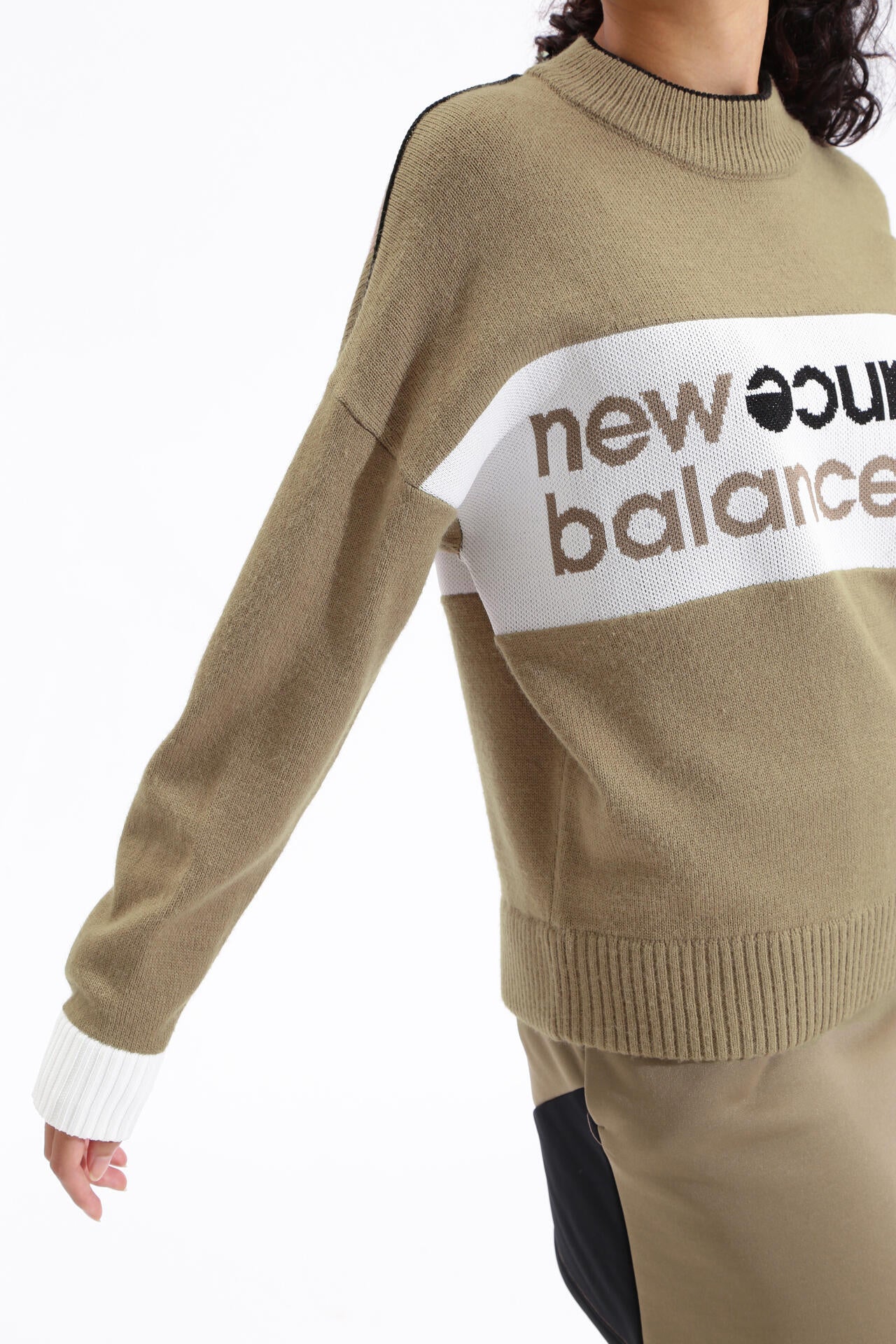 New Balance モックネック　ニット　ホワイト/ブラック サイズ1 New Balance Golf｜テクスチャー モックネック プルオーバー (WOMENS