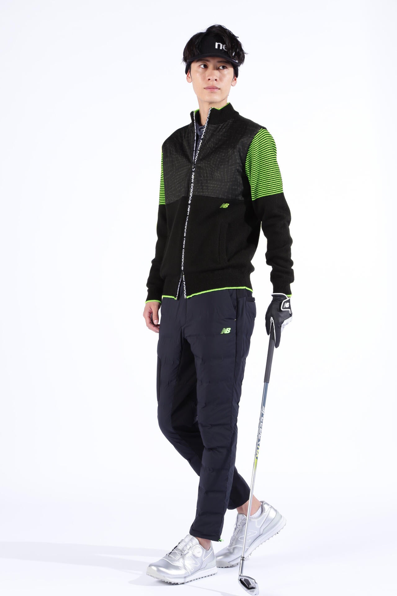 ボーダー×スパイダーウェブ 蓄熱保温 フルジップ ニット ブルゾン (MENS SPORT)