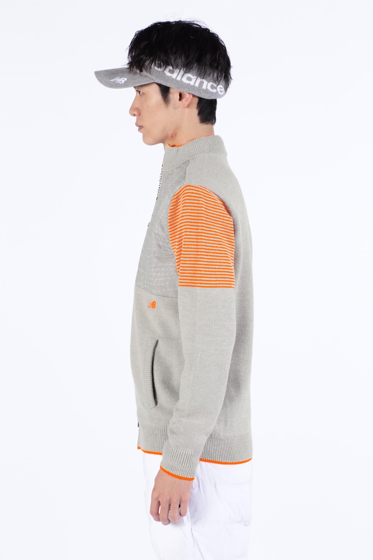 ボーダー×スパイダーウェブ 蓄熱保温 フルジップ ニット ブルゾン (MENS SPORT)