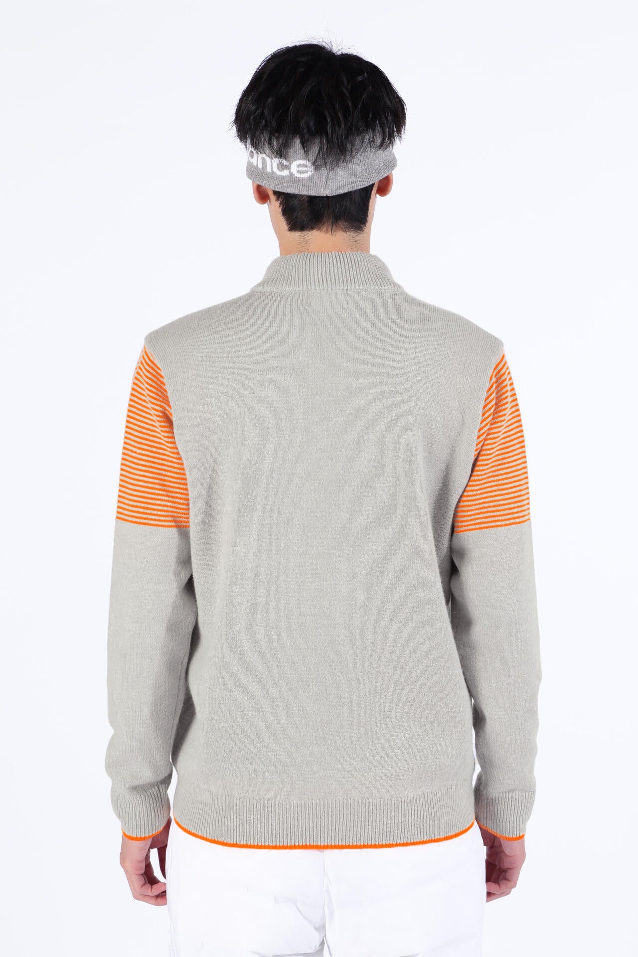 ボーダー×スパイダーウェブ 蓄熱保温 フルジップ ニット ブルゾン (MENS SPORT)