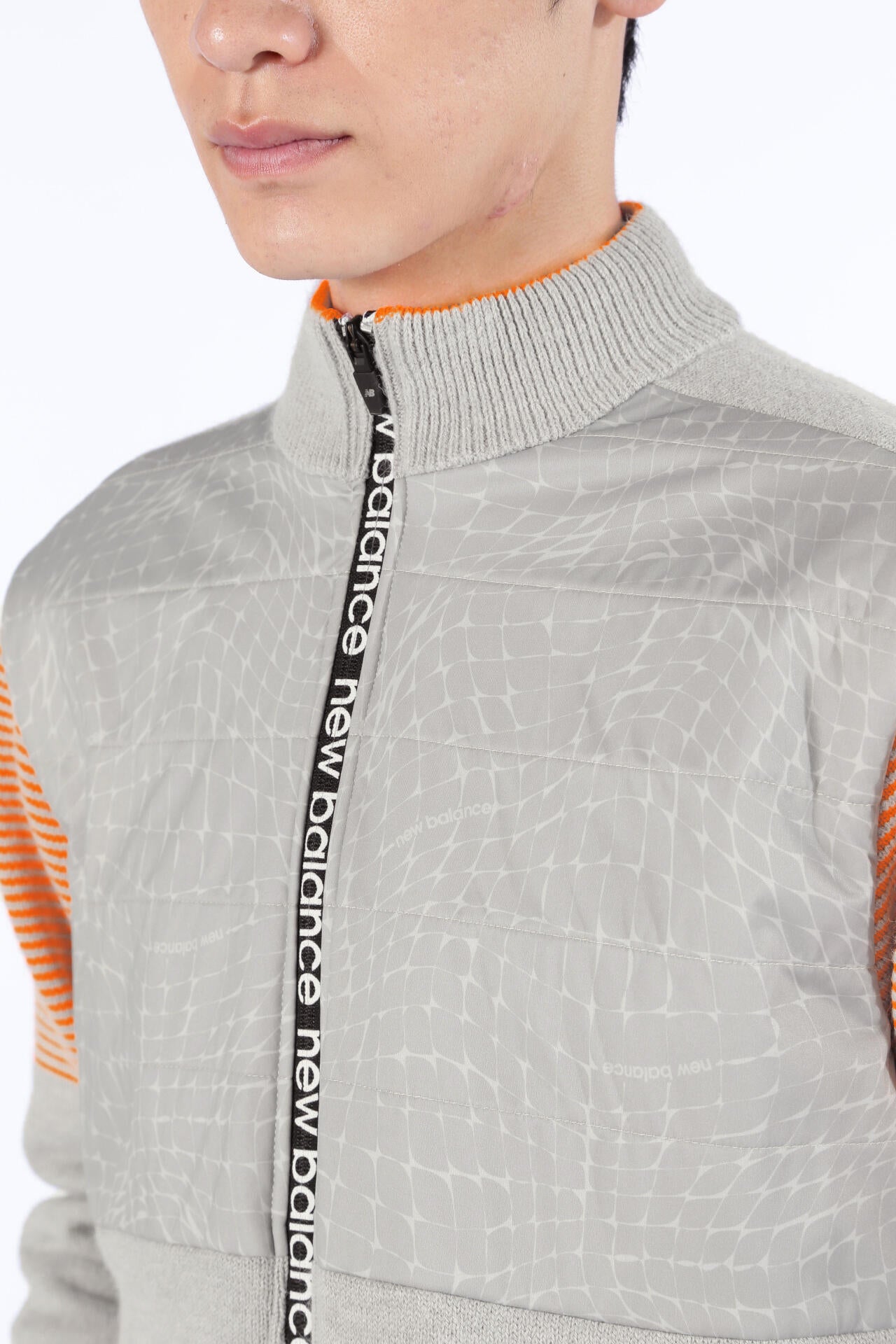 ボーダー×スパイダーウェブ 蓄熱保温 フルジップ ニット ブルゾン (MENS SPORT)