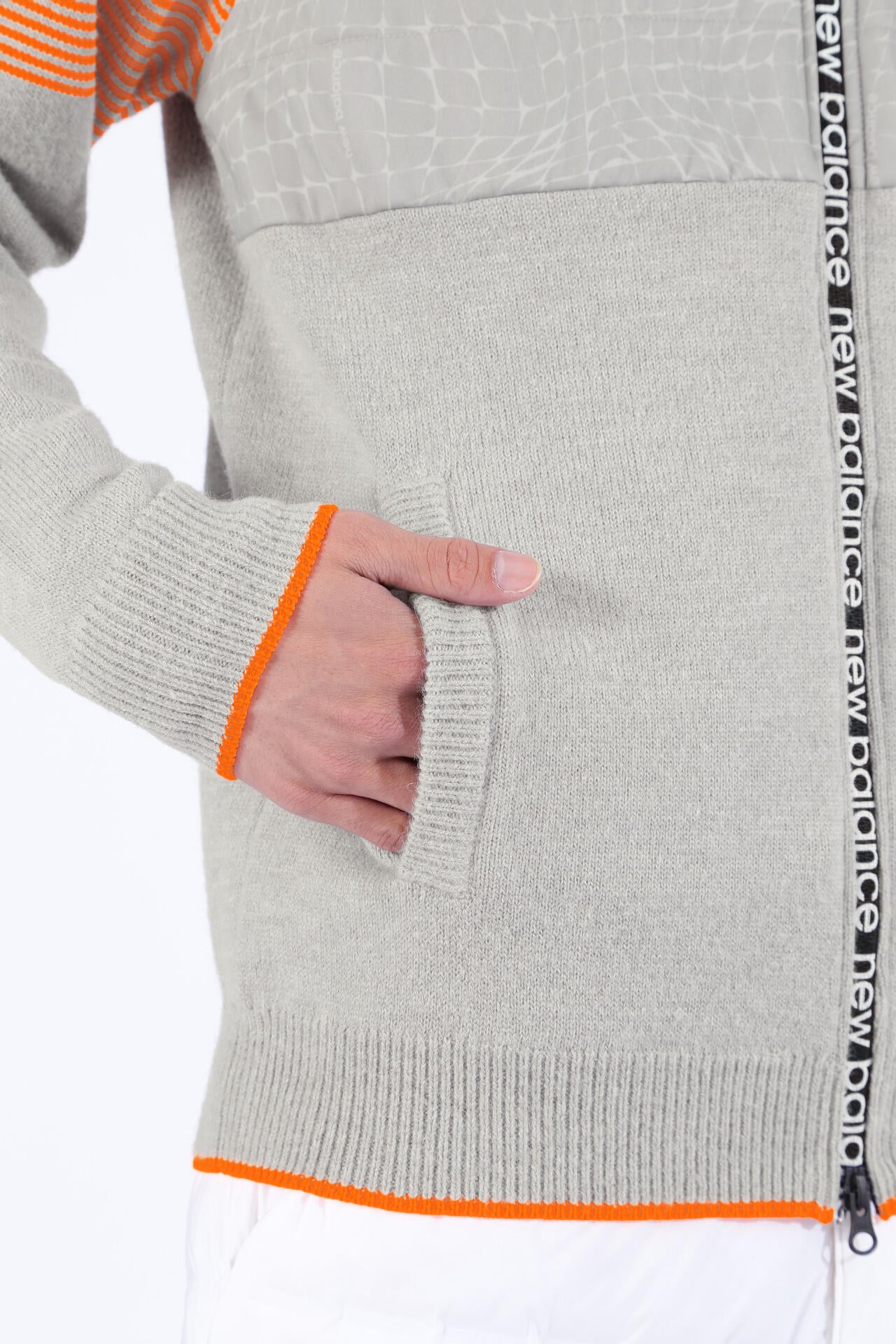 ボーダー×スパイダーウェブ 蓄熱保温 フルジップ ニット ブルゾン (MENS SPORT)