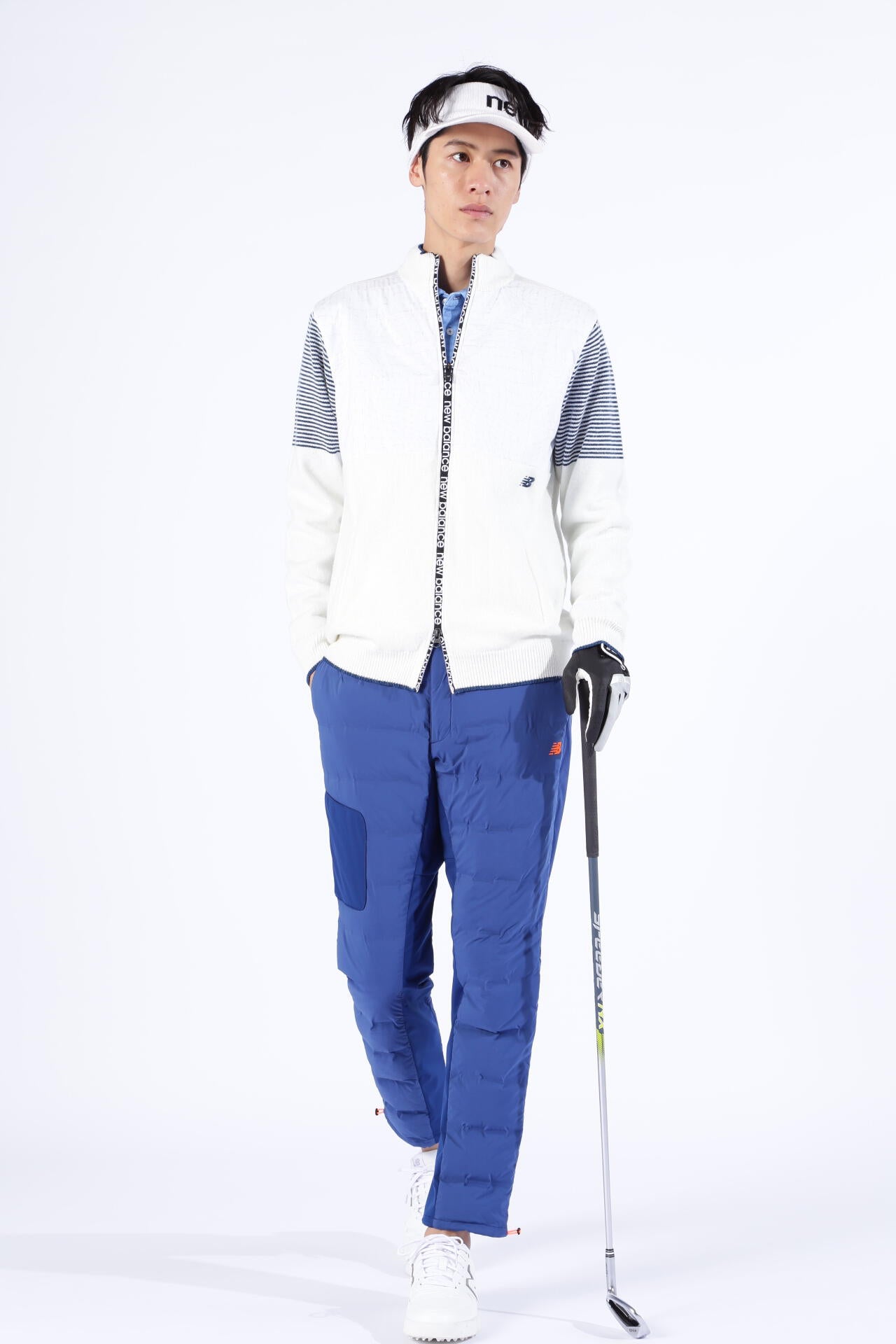 ボーダー×スパイダーウェブ 蓄熱保温 フルジップ ニット ブルゾン (MENS SPORT)