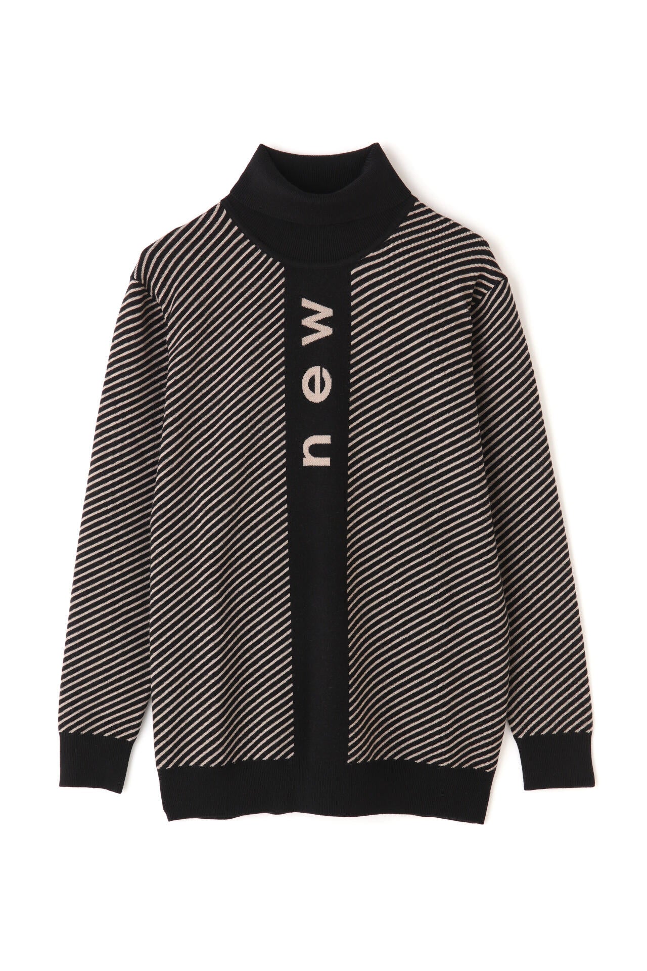 直営店舗限定】ストライプ×ロゴ 蓄熱保温 タートルネック ニット プル