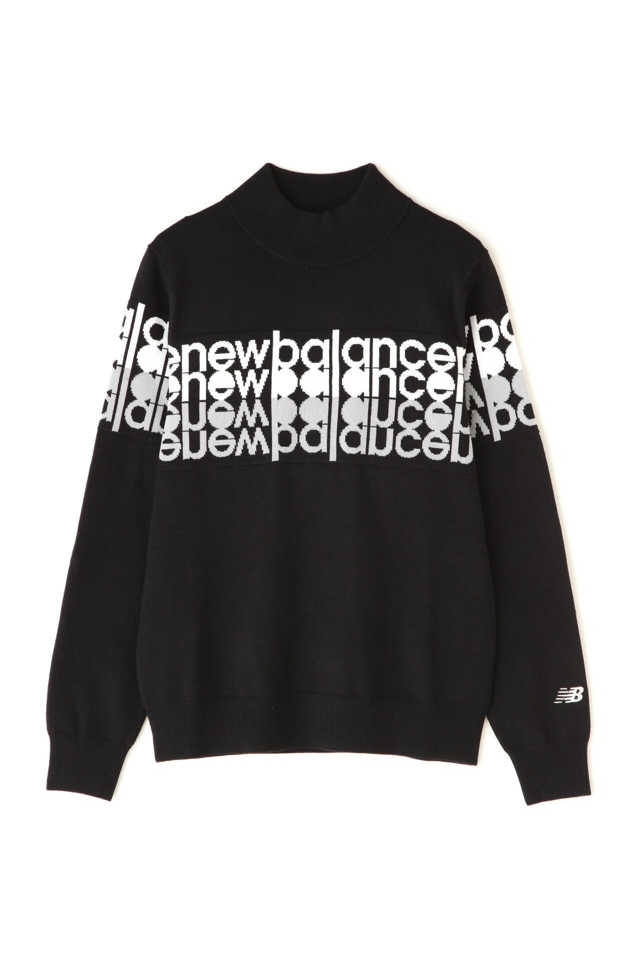 遠赤外線蓄熱保温 タイプライターロゴ ハイネック ニット プルオーバー