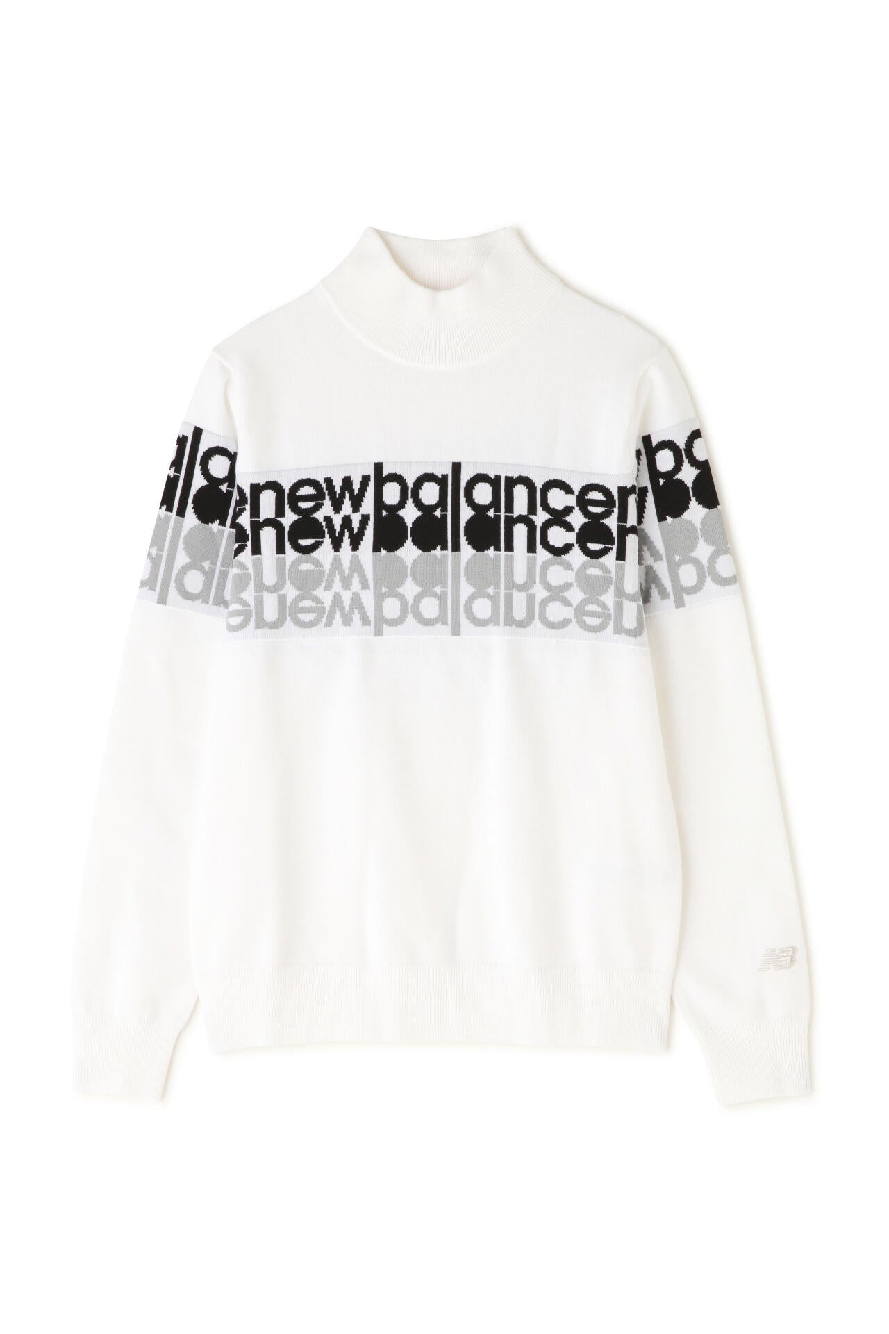 遠赤外線蓄熱保温 タイプライターロゴ ハイネック ニット プルオーバー