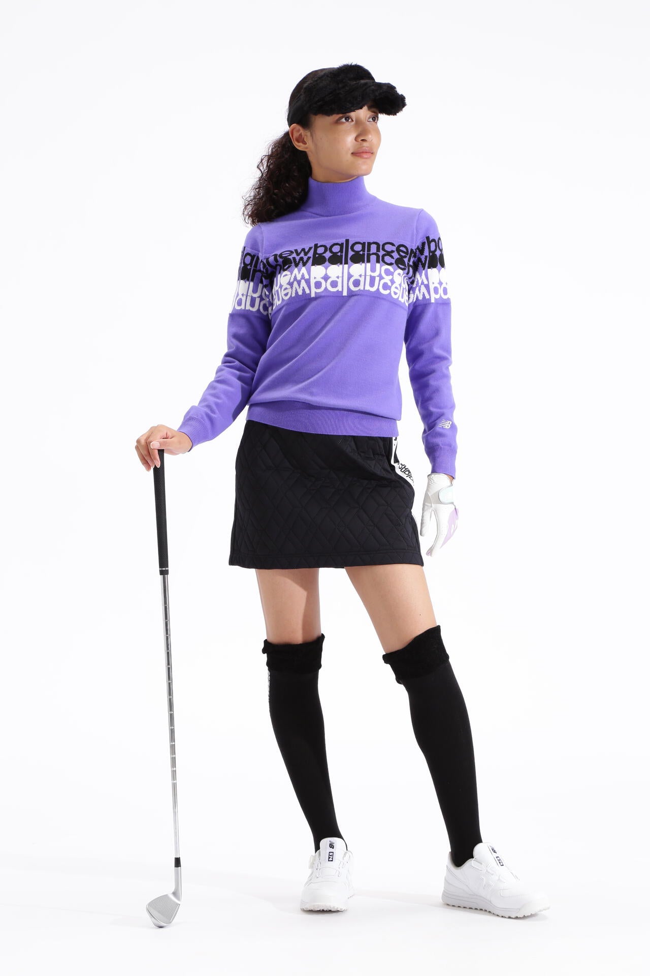 遠赤外線蓄熱保温 タイプライターロゴ ハイネック ニット プルオーバー