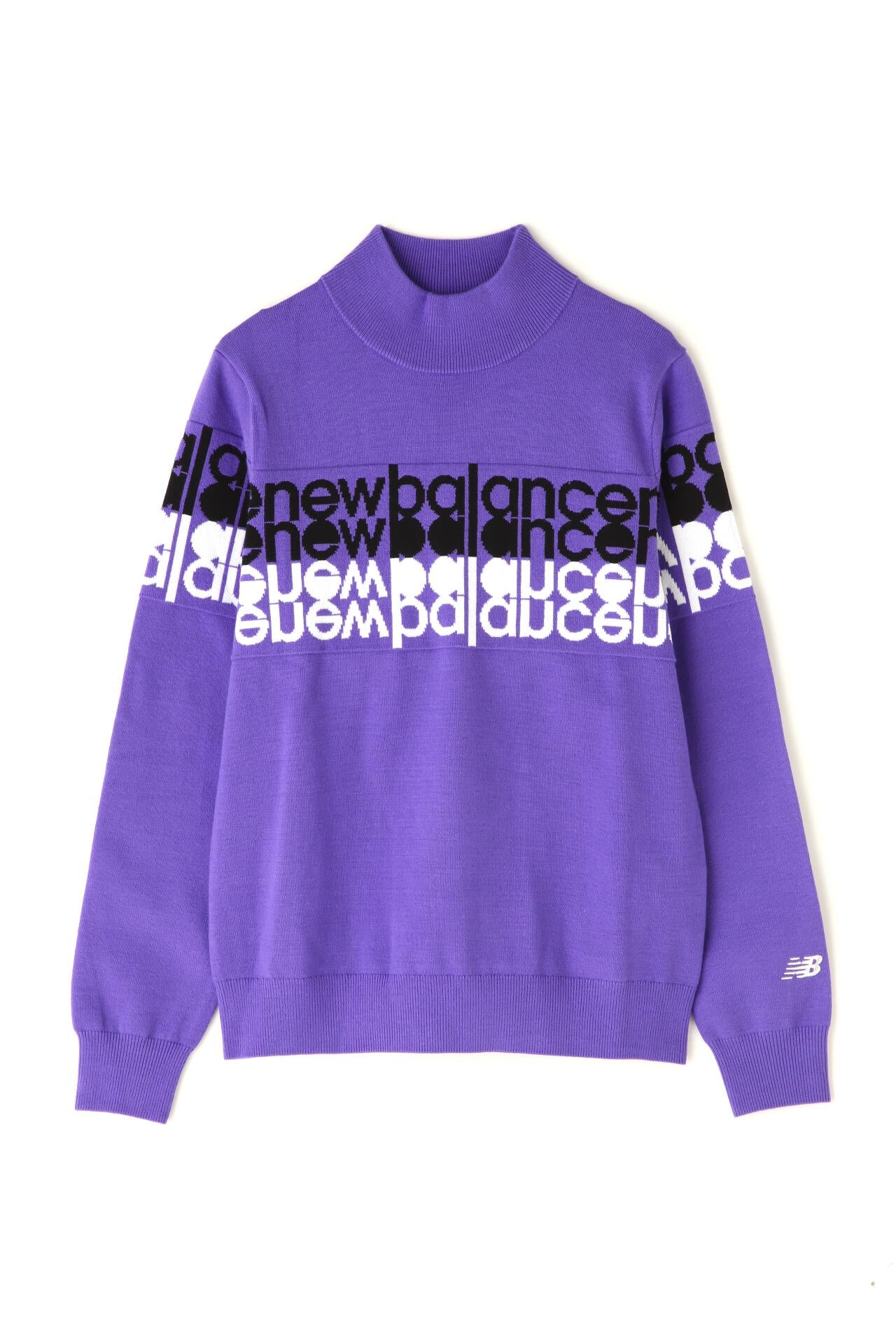 遠赤外線蓄熱保温 タイプライターロゴ ハイネック ニット プルオーバー