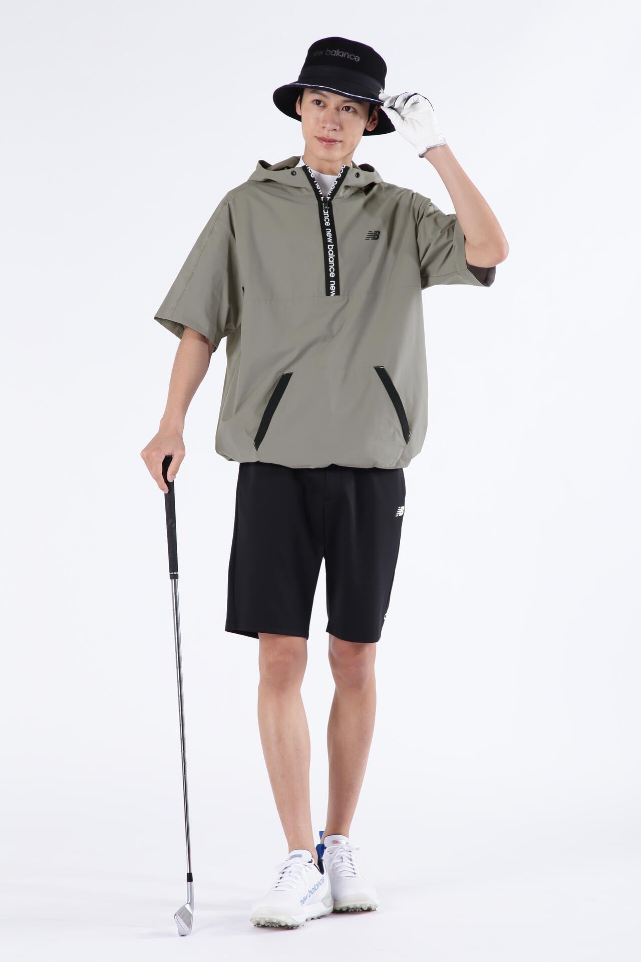 ストレッチ 撥水 ハーフジップ プルオーバー フーディー (MENS SPORT)