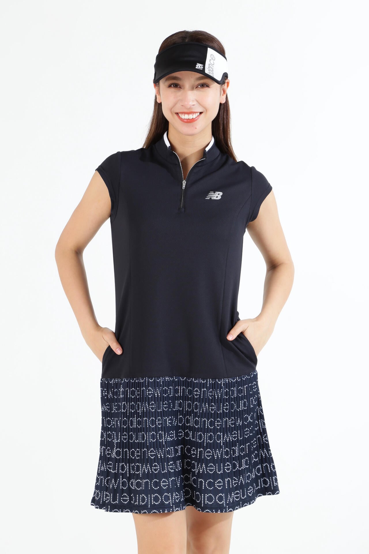 ピクセルロゴ 半袖 ハーフジップ ワンピース (WOMENS SPORT)
