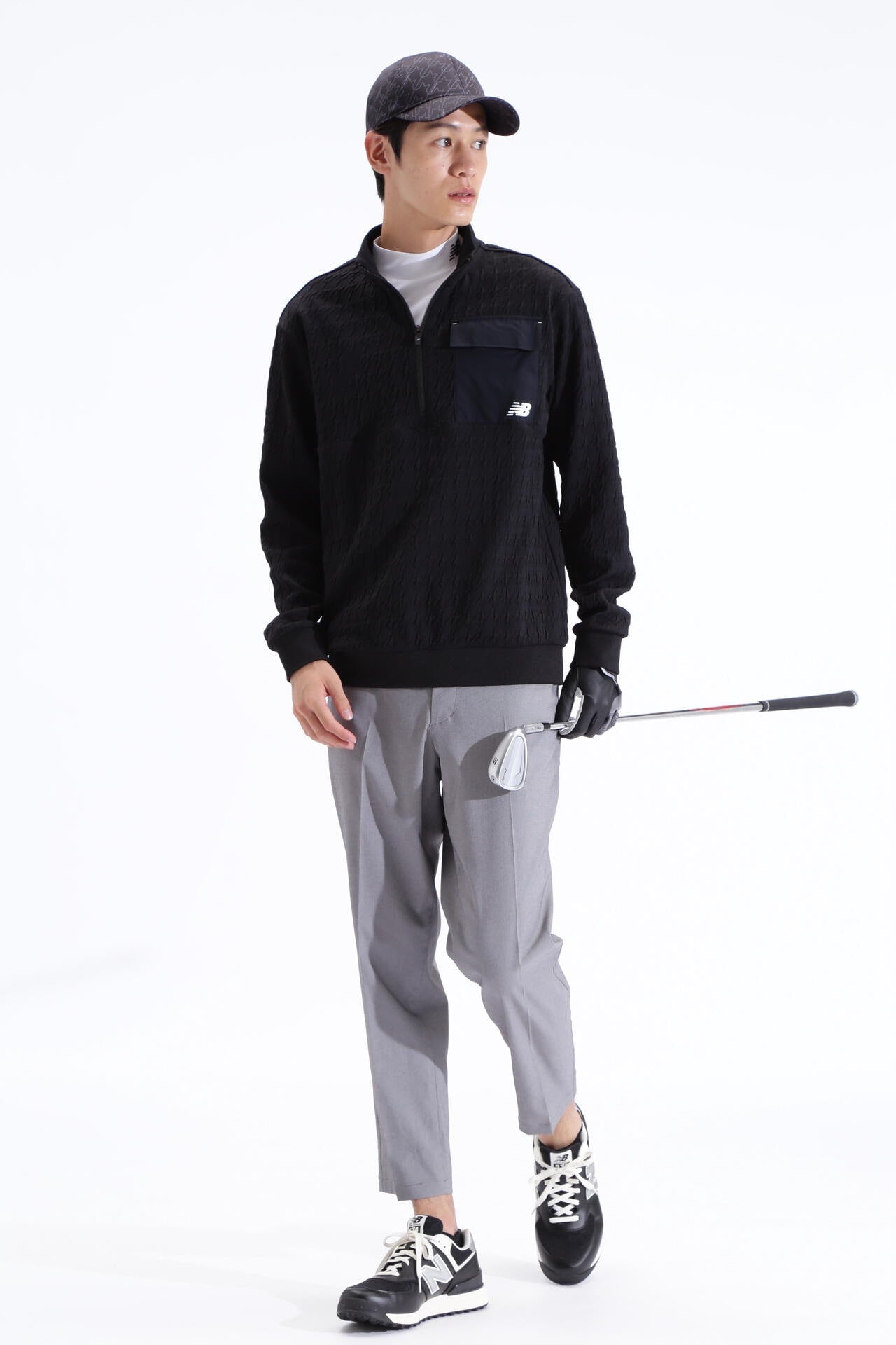 千鳥格子柄 ワイド テーパード クロップドパンツ (MENS SPORT)