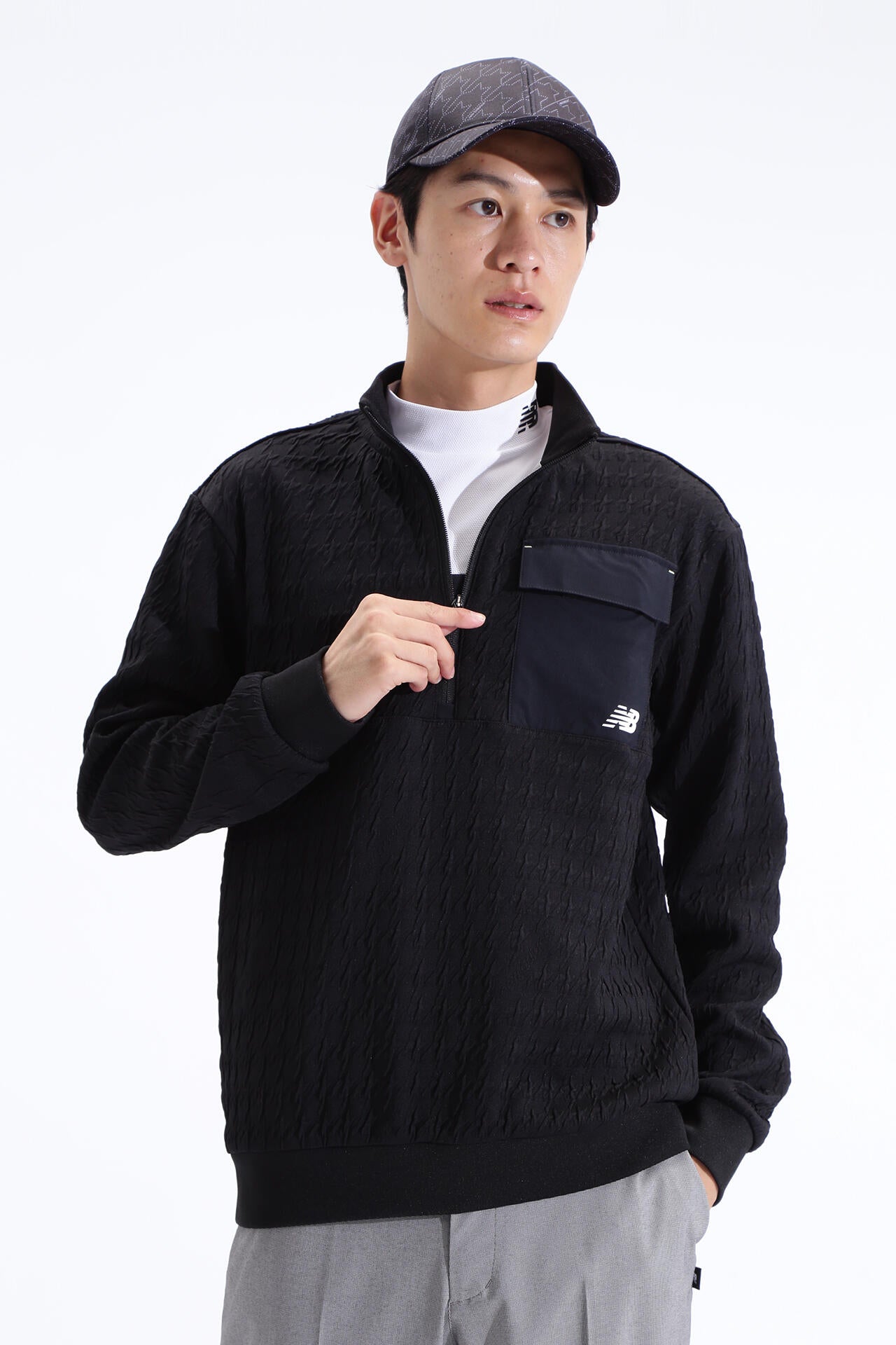 千鳥格子 スウェット ハーフジップ プルオーバー (MENS SPORT) | new