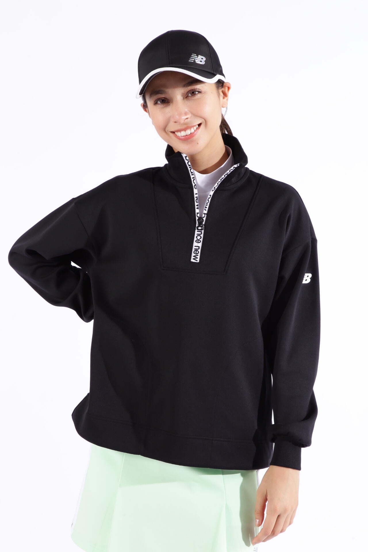 【ブラック】軽量ダンボールニット スウェット ハーフジップ プルオーバー (WOMENS SPORT) 軽量ダンボールニット スウェット ハーフジップ プルオーバー (WOMENS