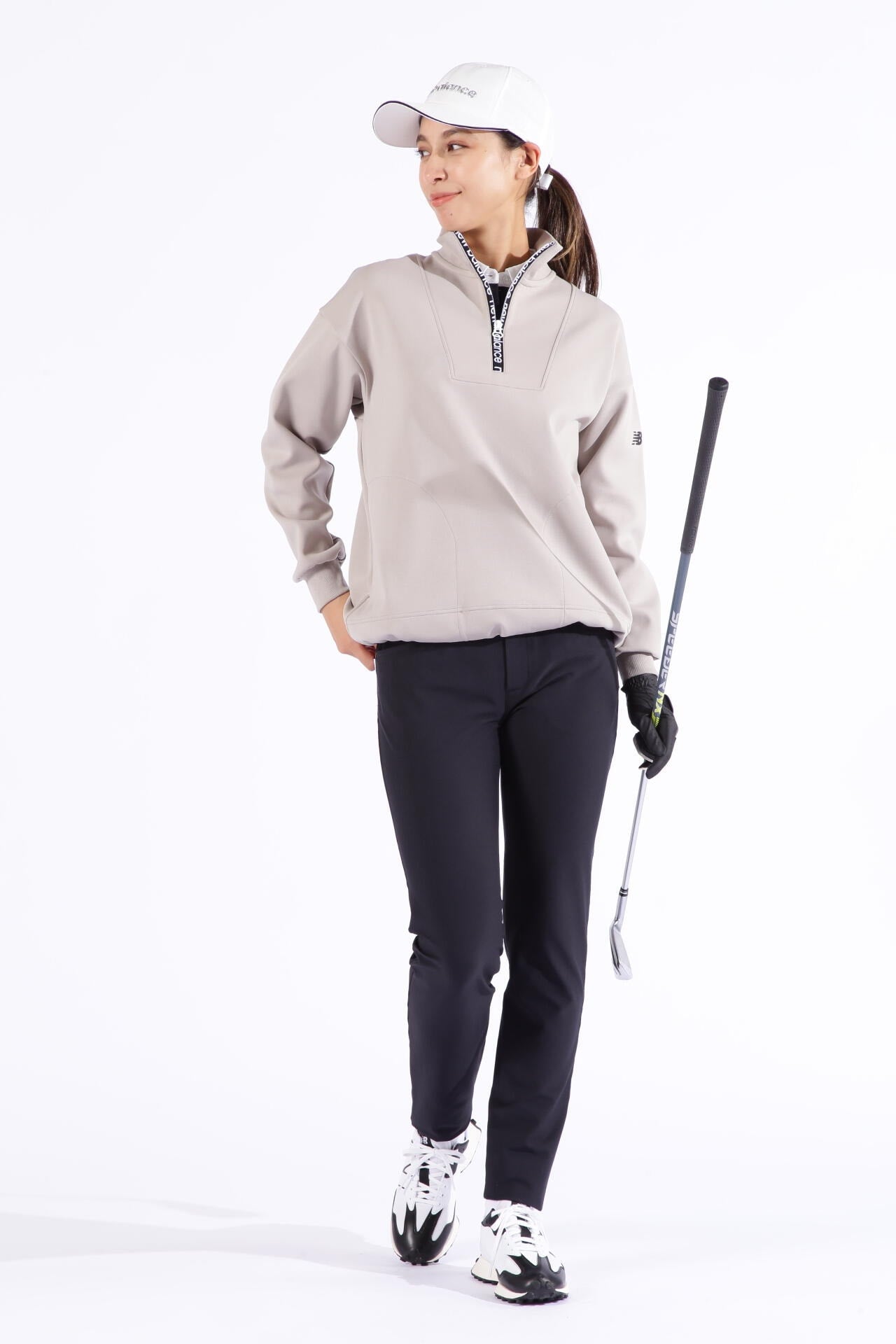 【美品】NEW BALANCE GOLF ダンボールニットスウェットロングパンツ 軽量ダンボールニット スウェット ハーフジップ プルオーバー (WOMENS