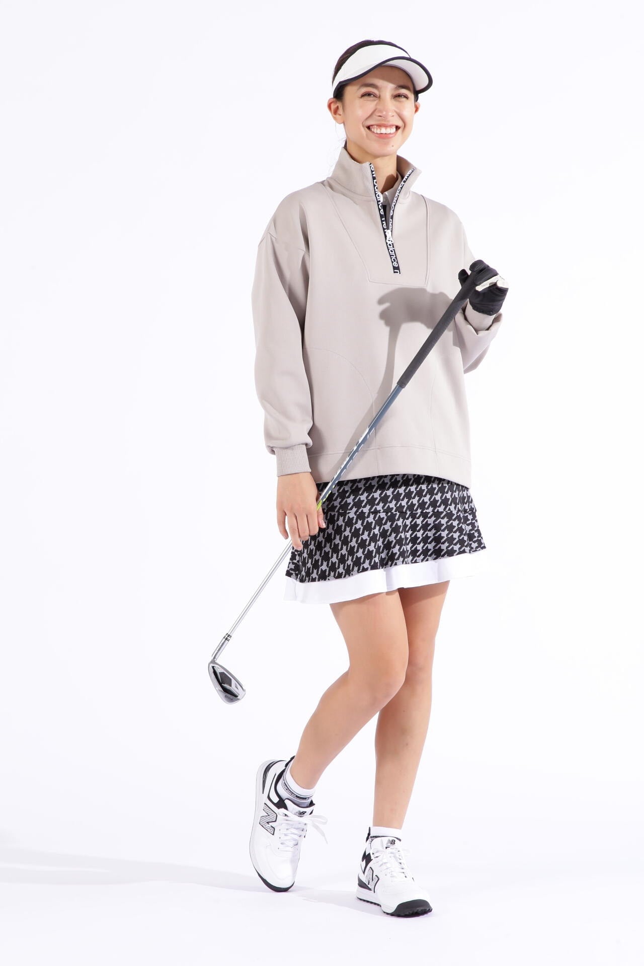 New balance Golf ストレッチ ダンボールニット素材 セットアップ 軽量ダンボールニット スウェット ハーフジップ プルオーバー (WOMENS