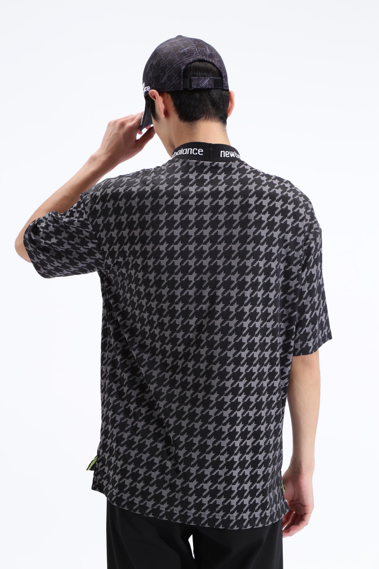 千鳥格子柄 UV 半袖 モックネック プルオーバー (MENS SPORT)