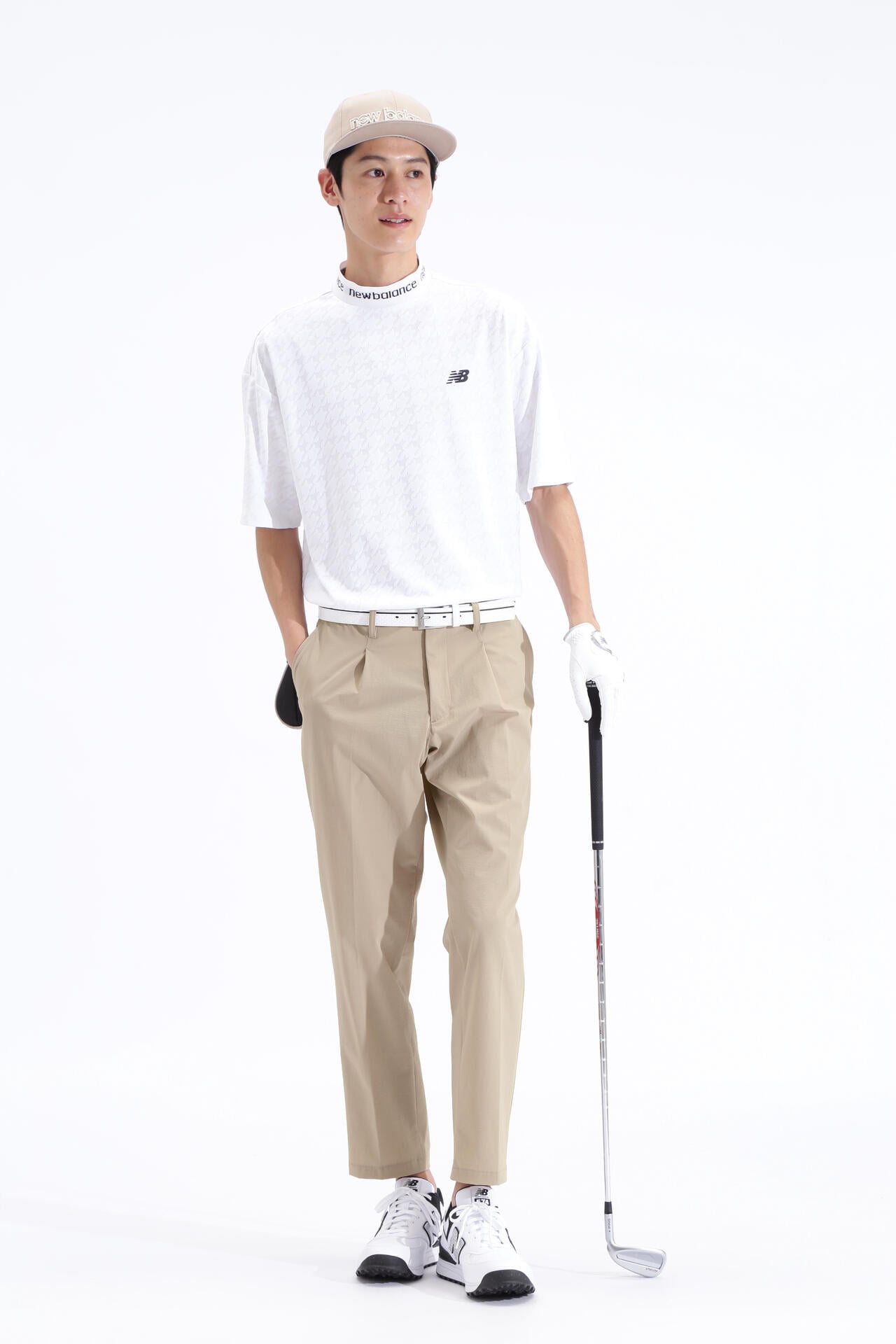 千鳥格子柄 UV 半袖 モックネック プルオーバー (MENS SPORT)