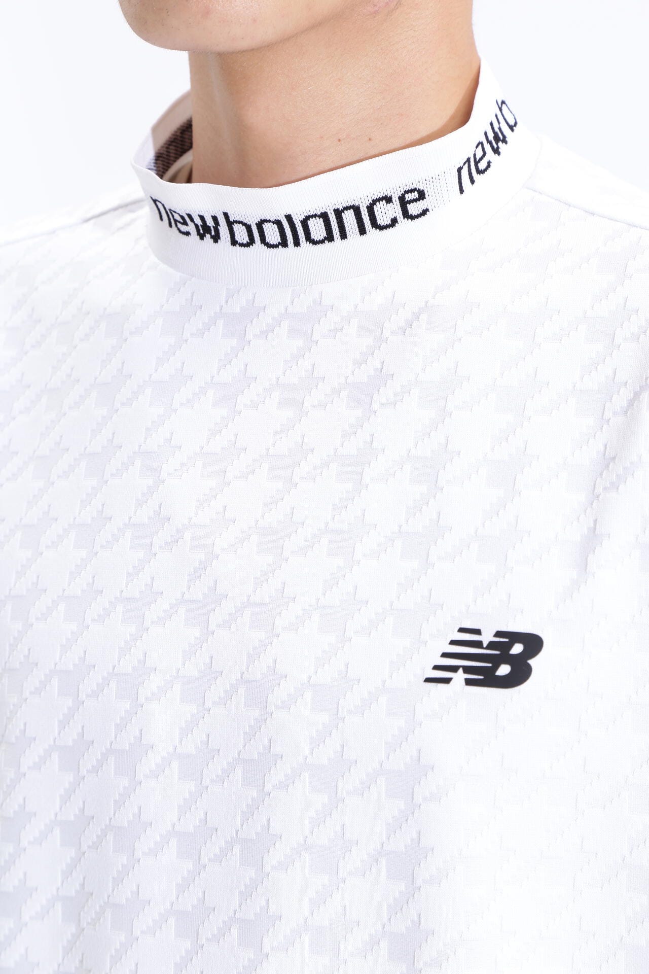 千鳥格子柄 UV 半袖 モックネック プルオーバー (MENS SPORT)