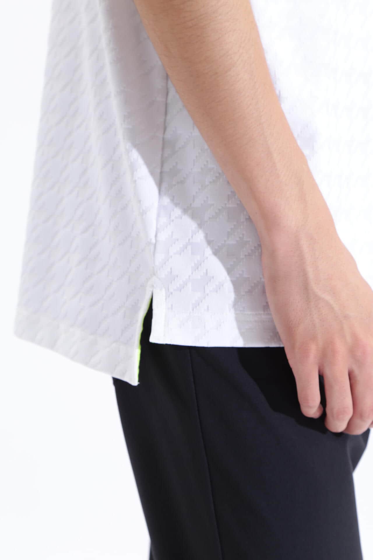 千鳥格子柄 UV 半袖 モックネック プルオーバー (MENS SPORT)