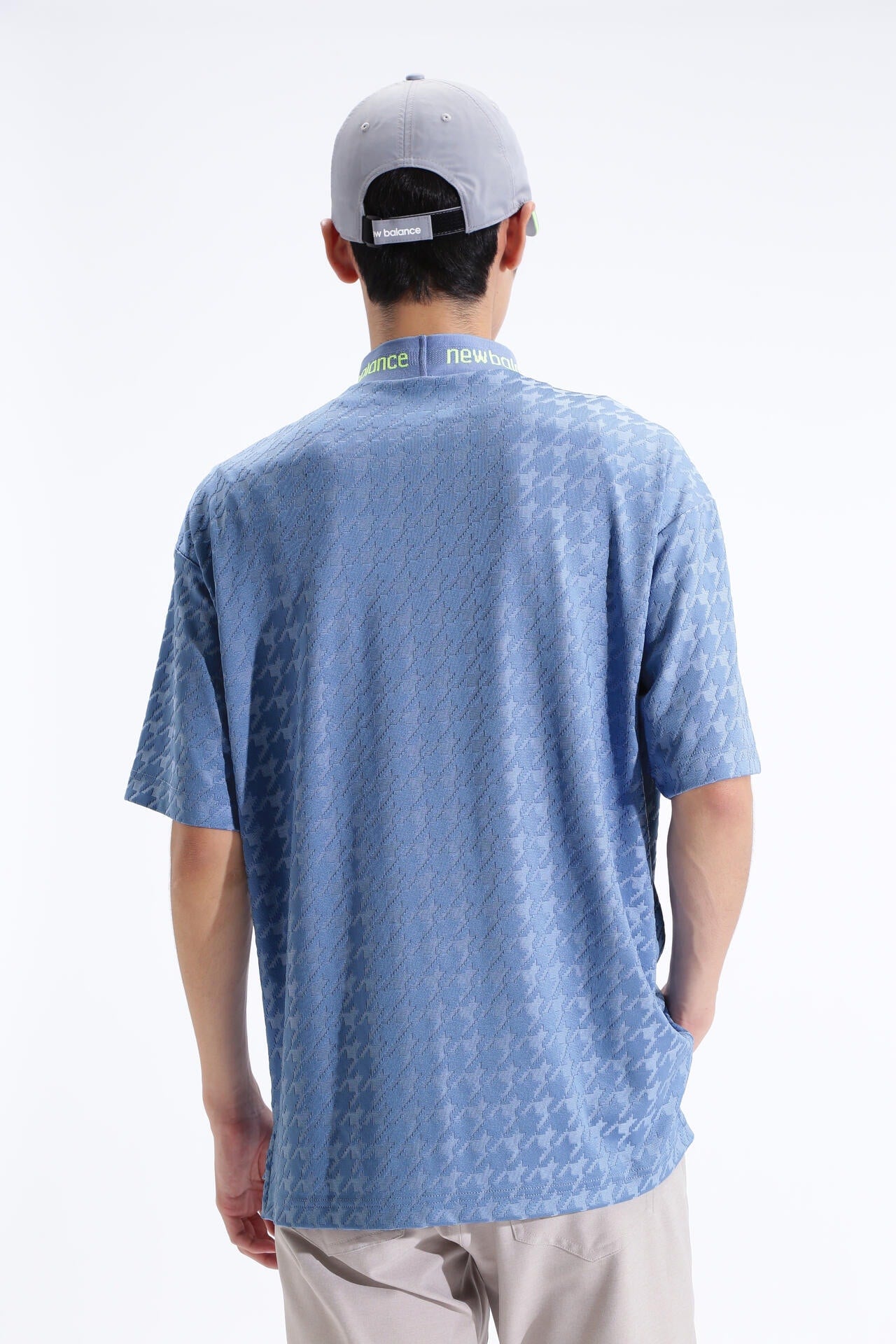 千鳥格子柄 UV 半袖 モックネック プルオーバー (MENS SPORT)