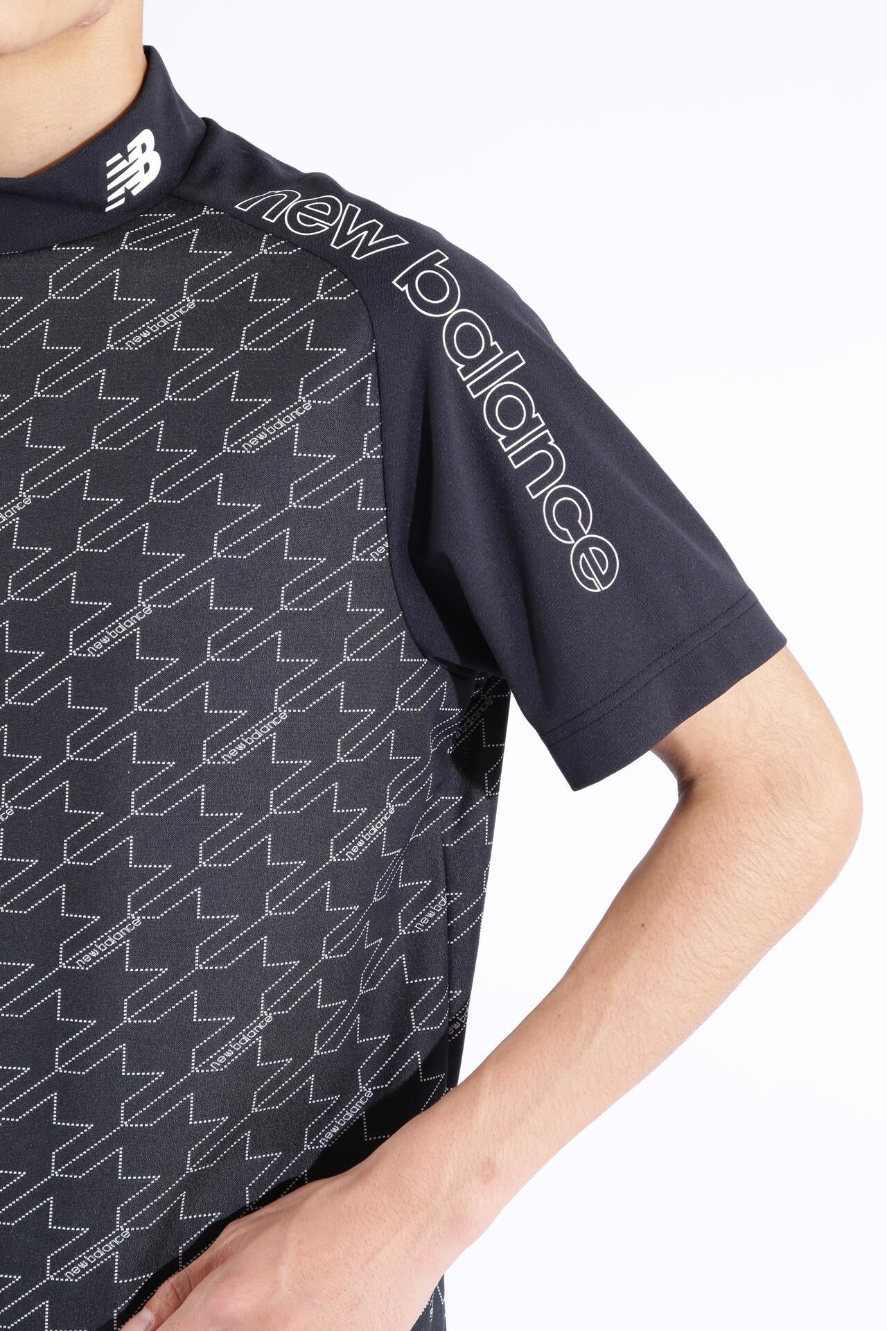 ドット千鳥格子 半袖 モックネック プルオーバー (MENS SPORT) | new
