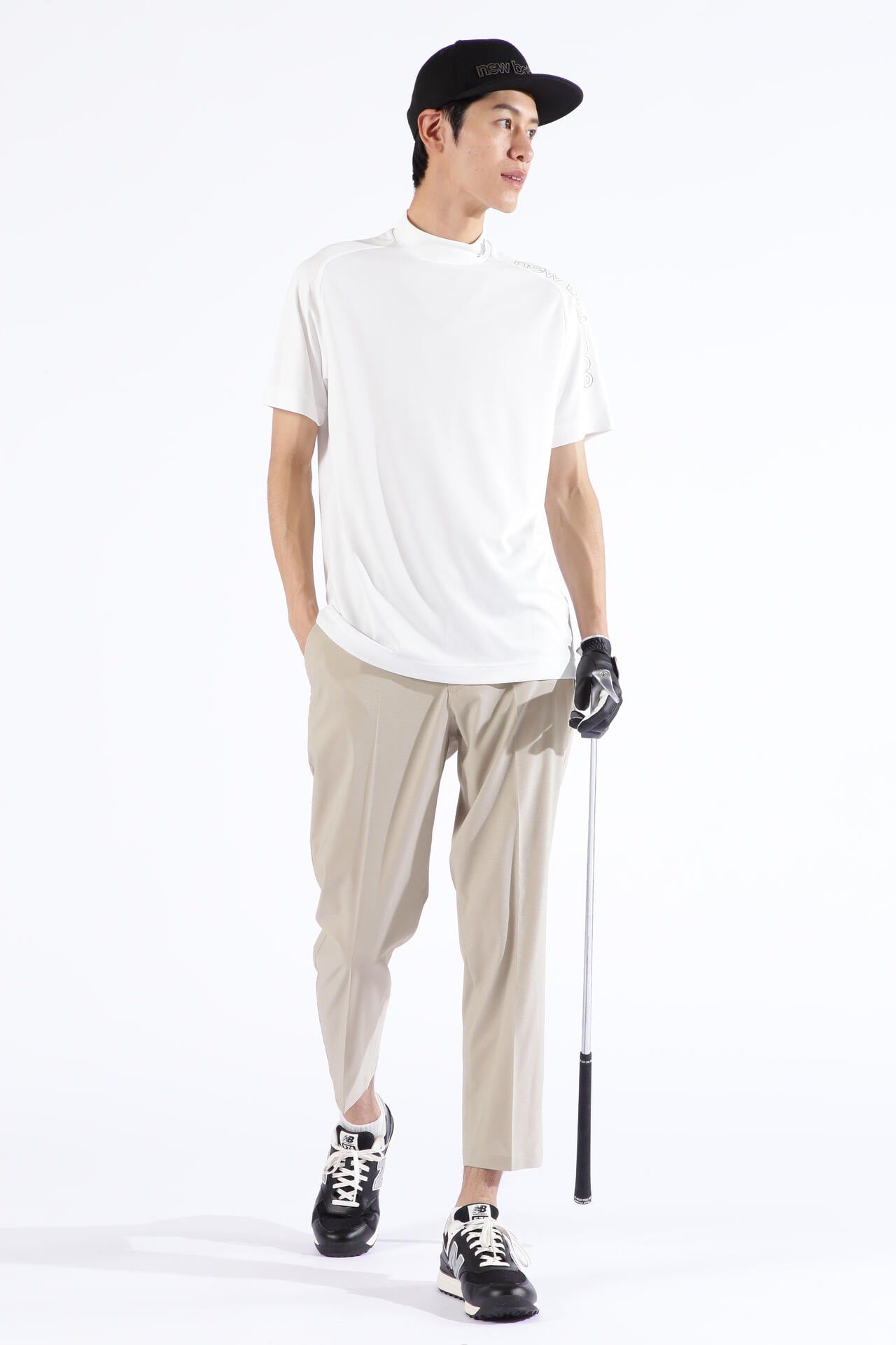 ドット千鳥格子 半袖 モックネック プルオーバー (MENS SPORT) | new