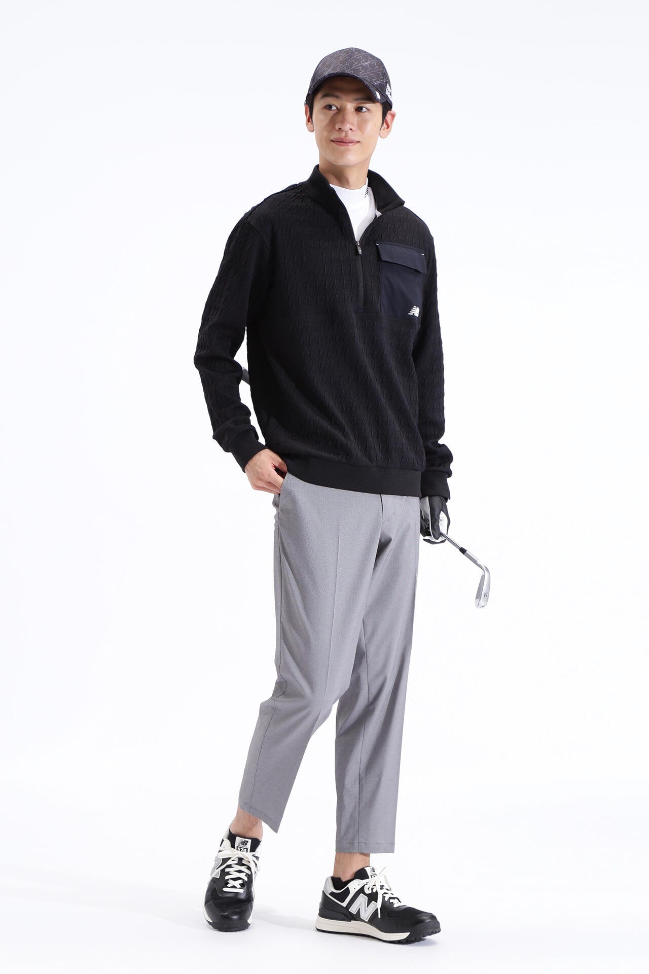 ポップコーンピケ 半袖 モックネック プルオーバー (MENS SPORT)