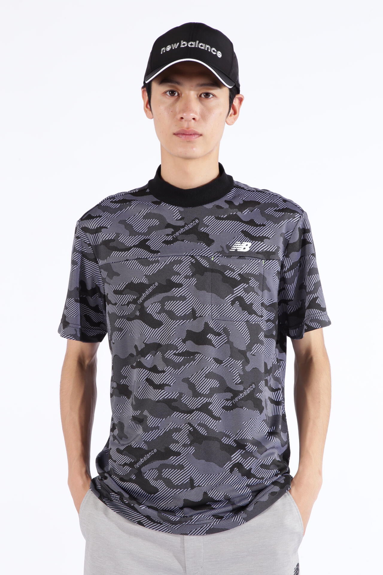ドライビングレインカモ柄 半袖 モックネック プルオーバー (MENS SPORT)