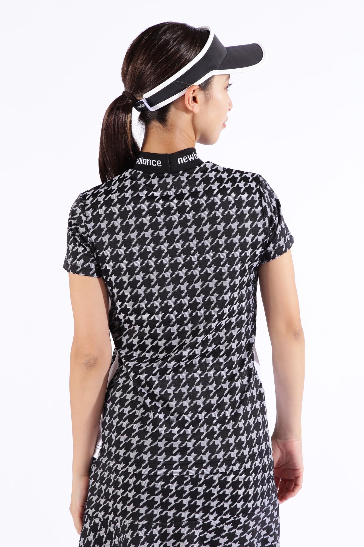 千鳥格子 半袖 モックネック プルオーバー (WOMENS SPORT)