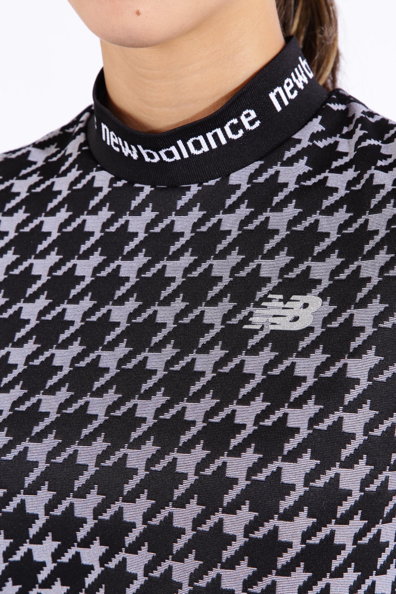 千鳥格子 半袖 モックネック プルオーバー (WOMENS SPORT)