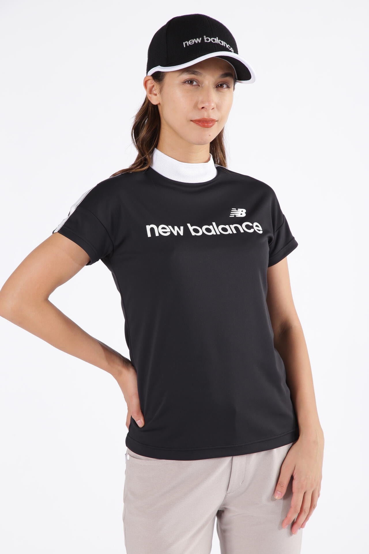 ダブルフェイス裏ハニカム 半袖 モックネック プルオーバー (WOMENS SPORT)